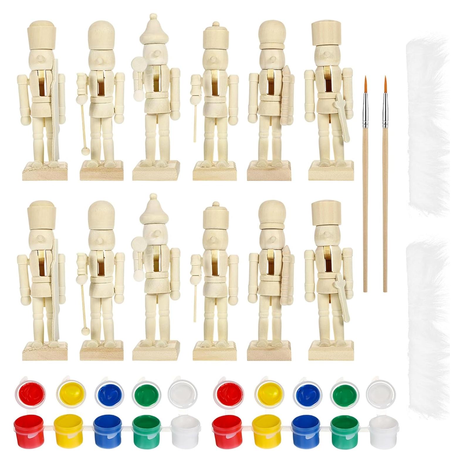 Figuras de Cascanueces de Madera Sin Pintar 12 Pcs 12.7 cm