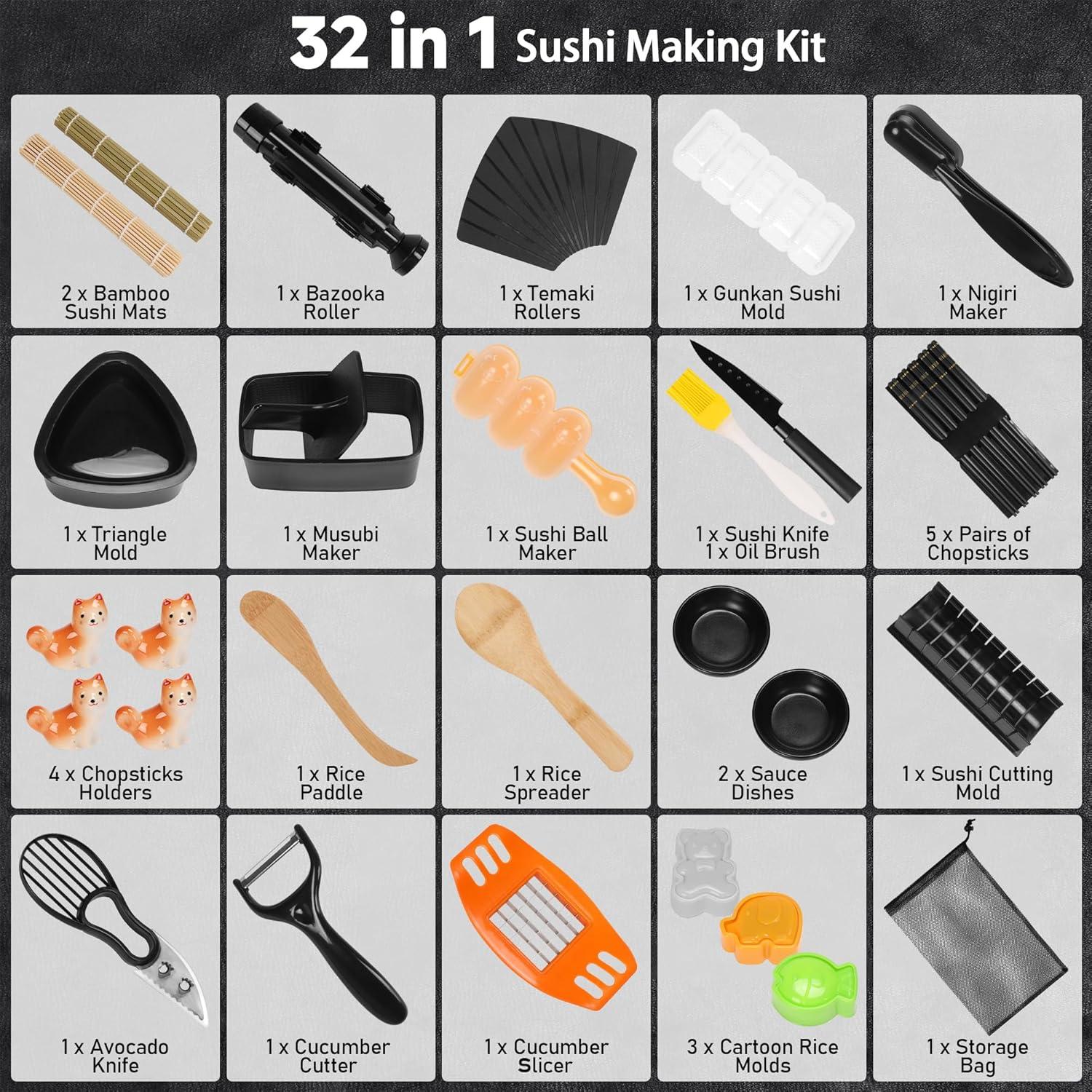 Kit de Hacer Sushi FUNGYAND 32 en 1 - Bazooka, Moldes y Más