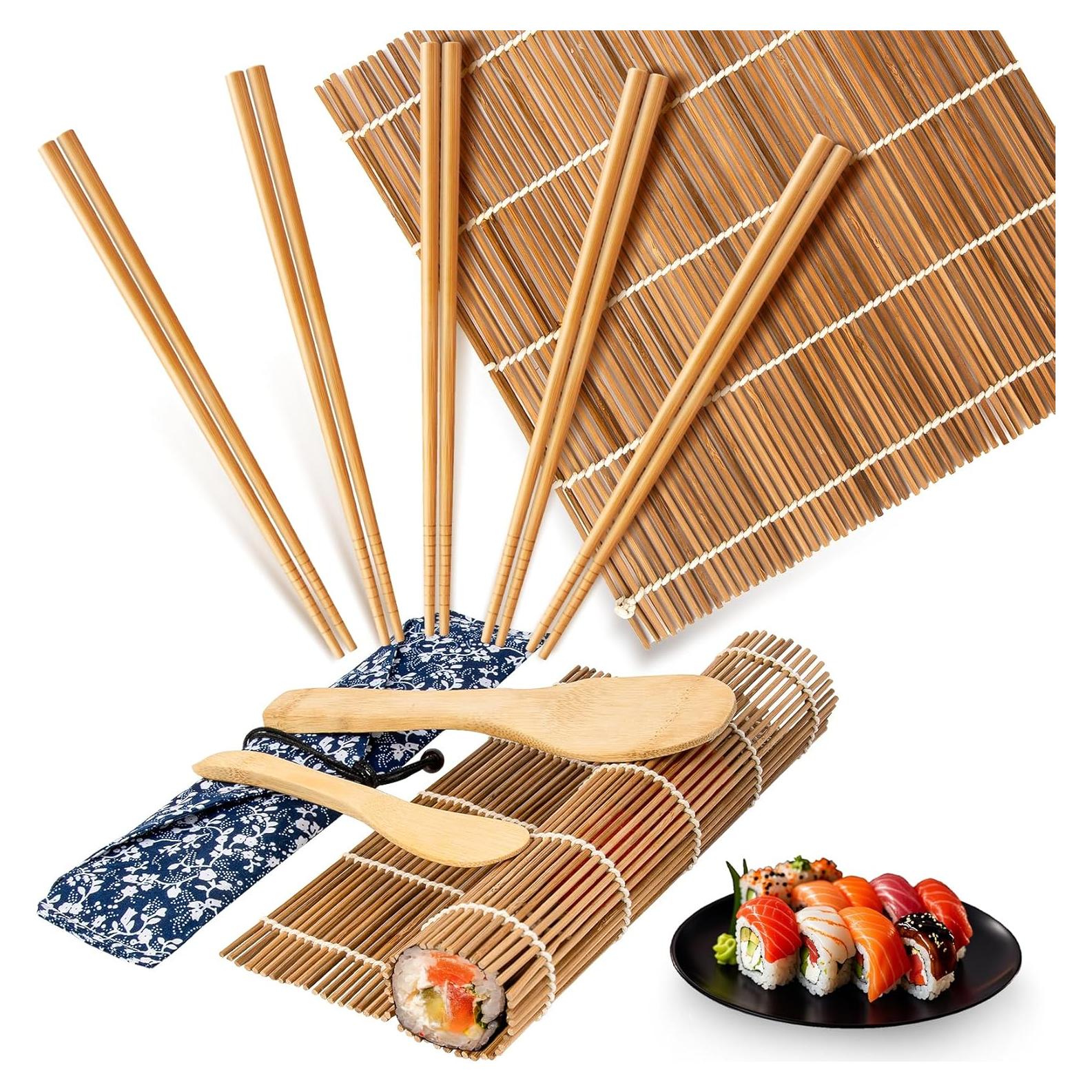 Kit de Hacer Sushi MAQIHAN - 13 Piezas con Esteras de Bambú