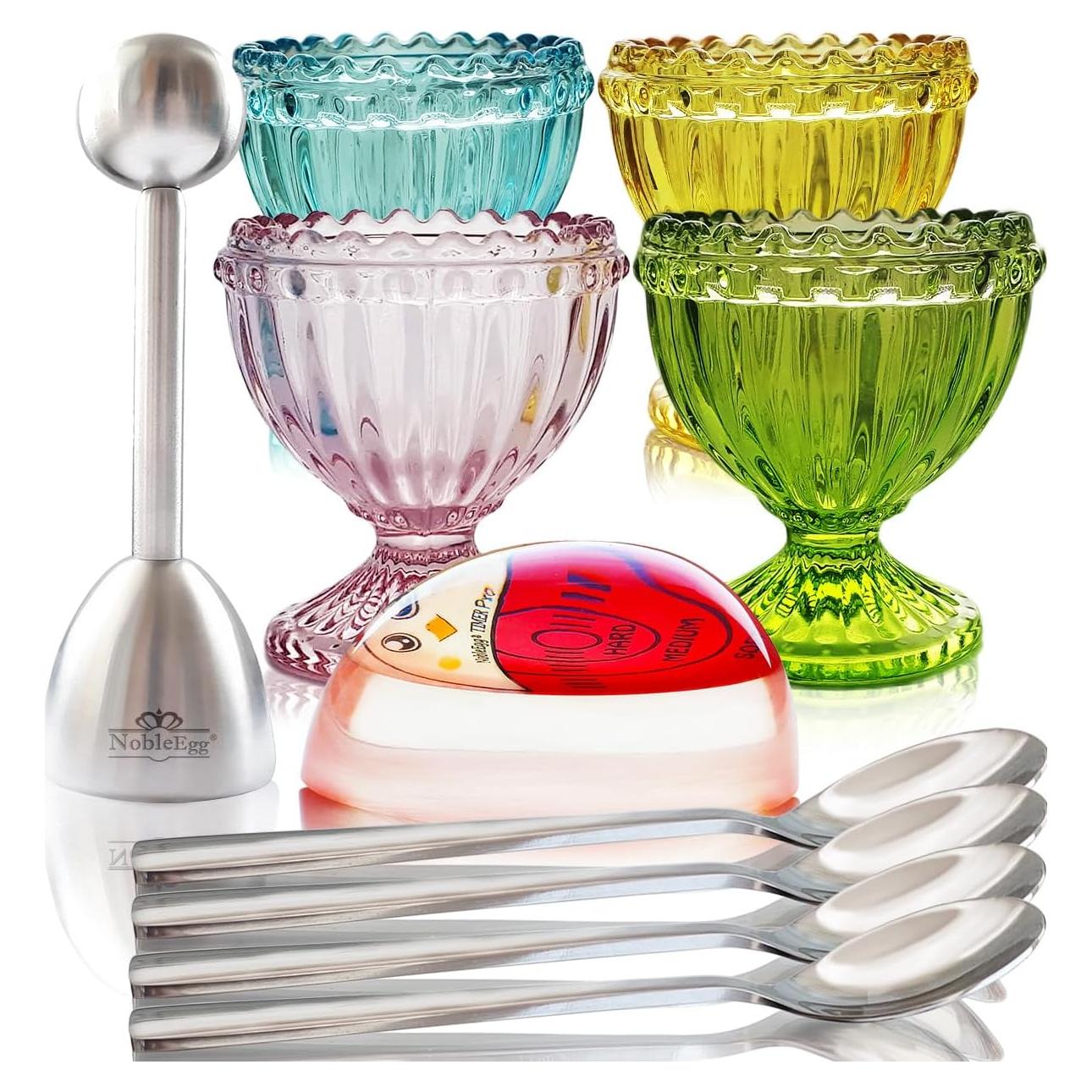 Set de Tazas de Huevo NobleEgg Vintage con Temporizador y Cortador