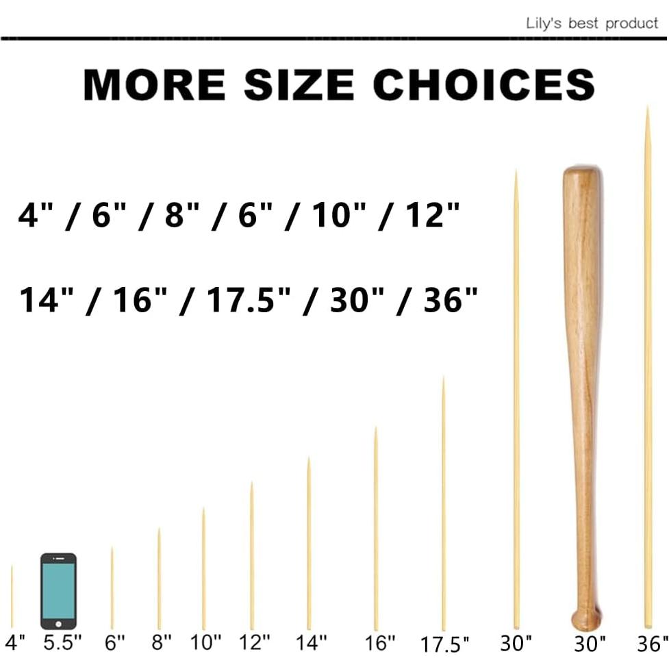 Pinchos de Bambú Natural HOPELF 30.48 cm 100 Piezas BBQ