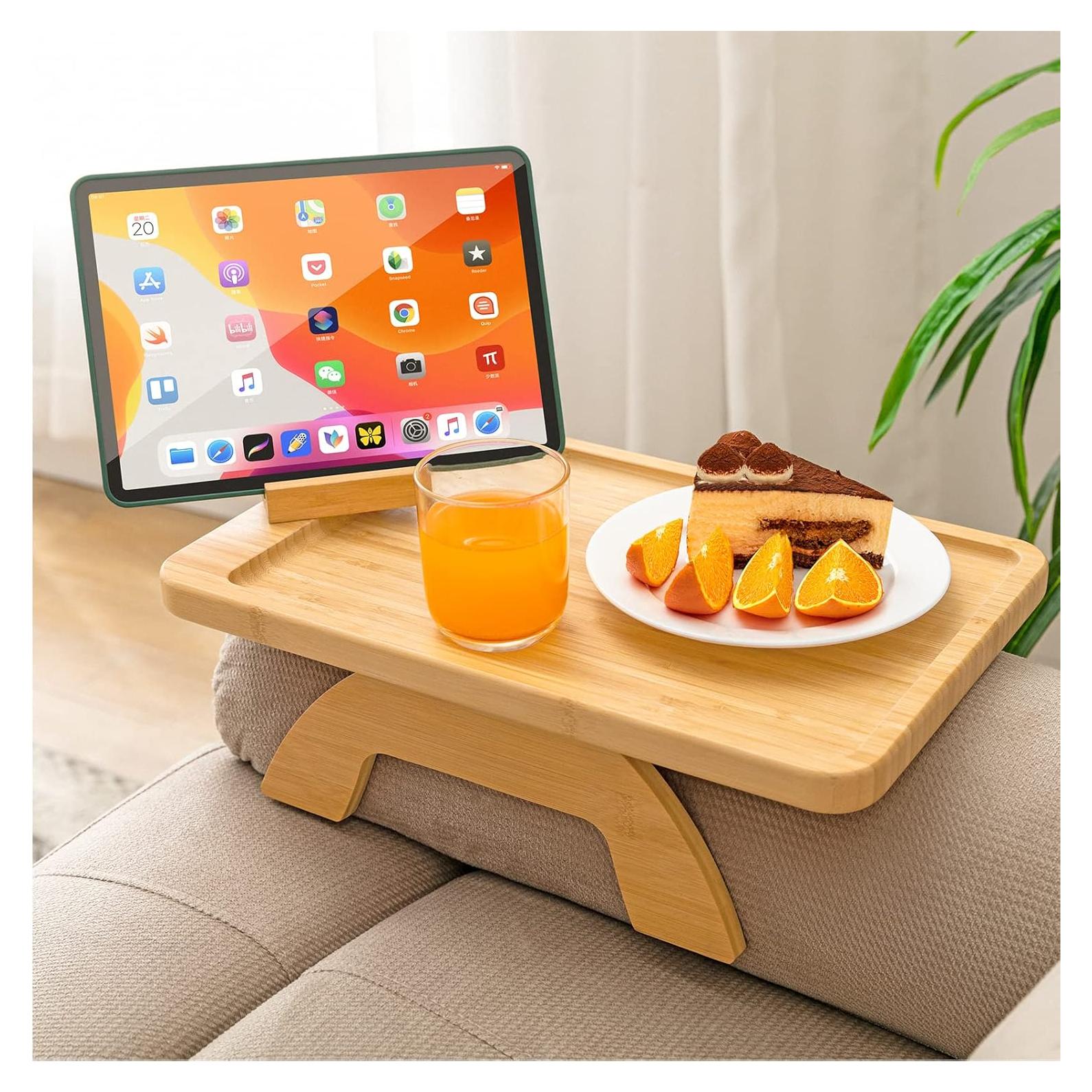 Bandeja para brazo de sofá SINWANT de bambú natural 39x25cm