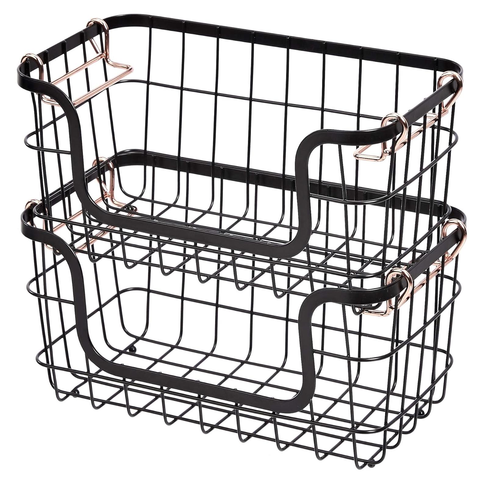 Cestas de Almacenamiento Apilables Amazon Basics 2 Piezas Negro