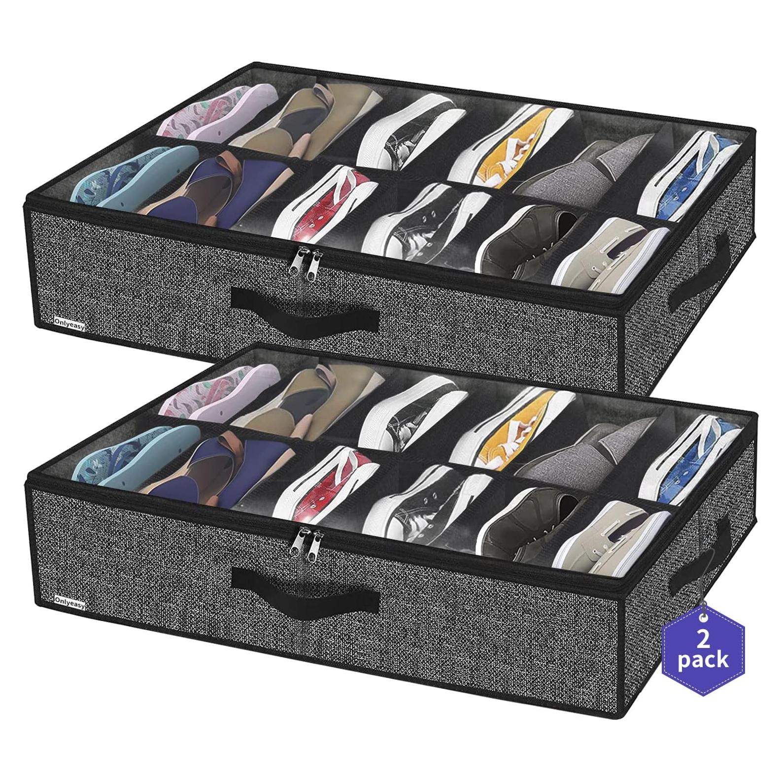 Organizador de Zapatos Bajo la Cama Onlyeasy, 2 Unidades, Negro