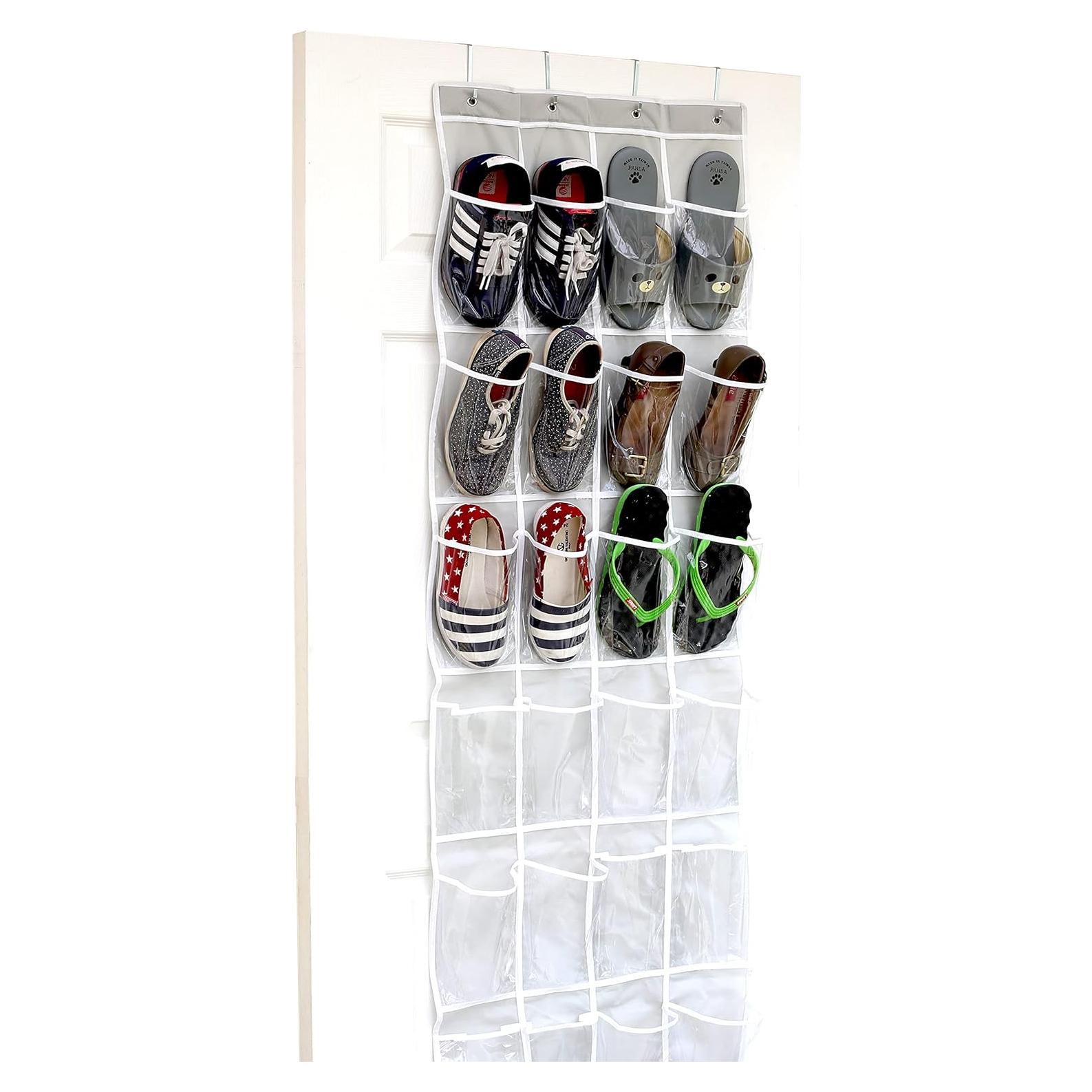 Organizador de Zapatos Colgante Simple Houseware 24 Bolsillos Gris
