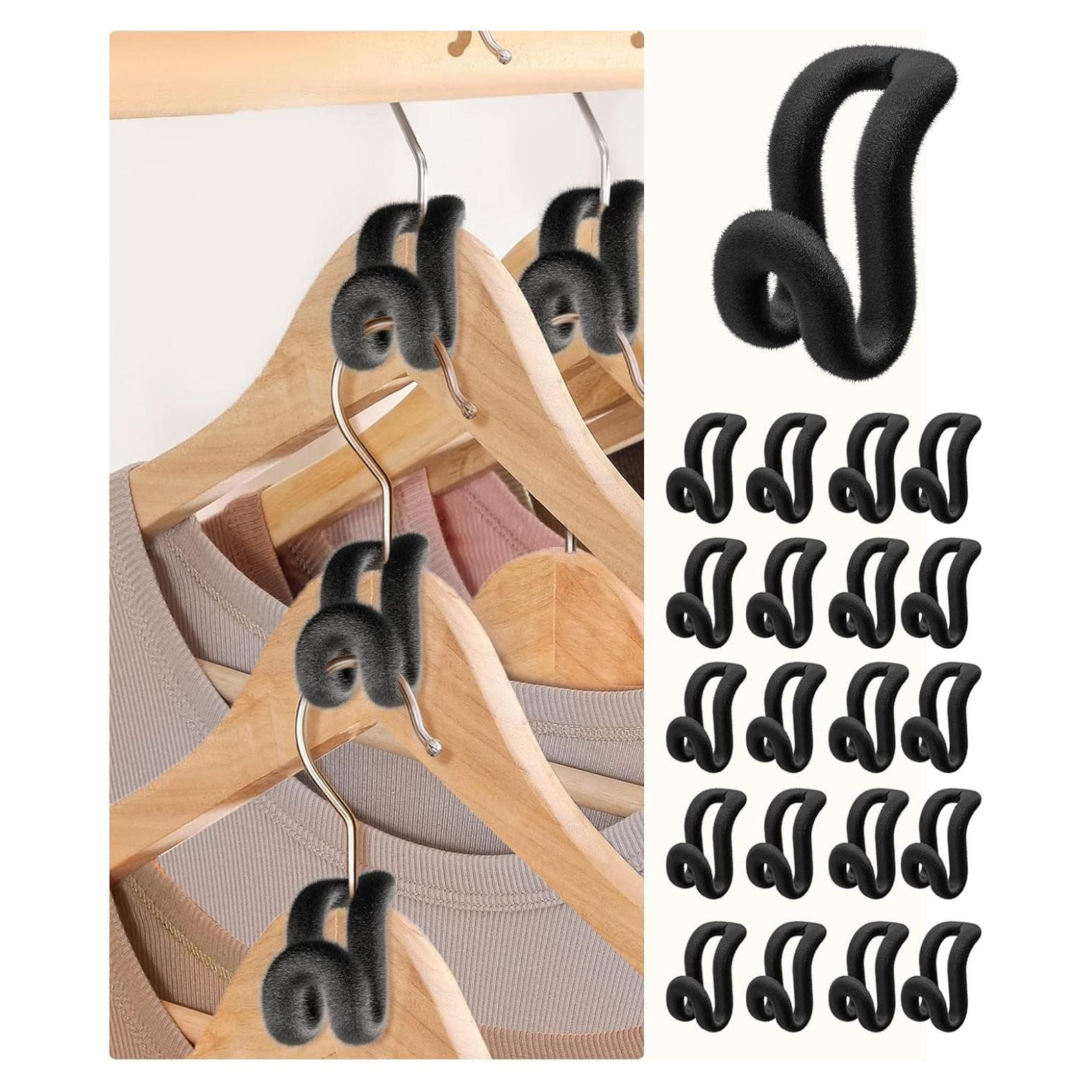 Ganchos Conectores para Perchas Snoquir 40PCS Terciopelo Negro