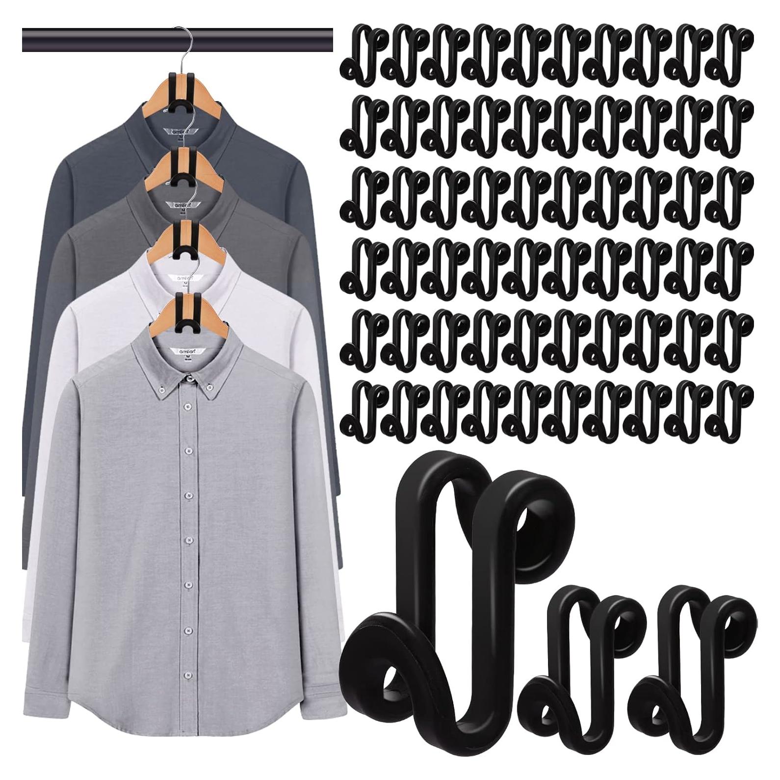 100 Ganchos Conectores para Perchas CLRBEATTY, Negro, ABS