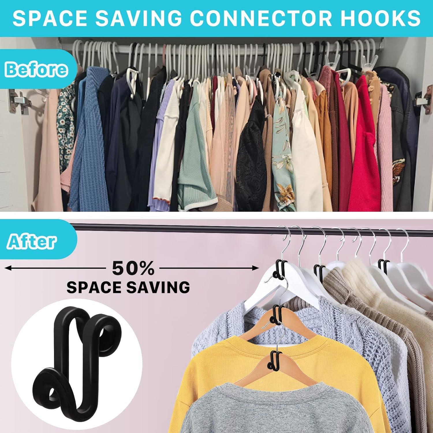 100 Ganchos Conectores para Perchas CLRBEATTY, Negro, ABS