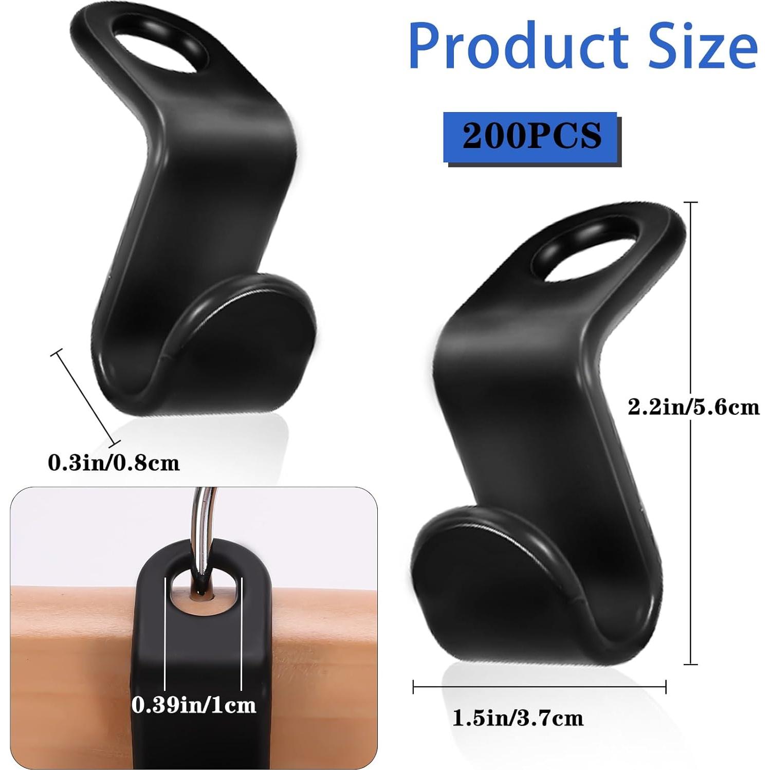 200 Ganchos Conectores de Perchas Dyrfolm - Ahorra Espacio Negro