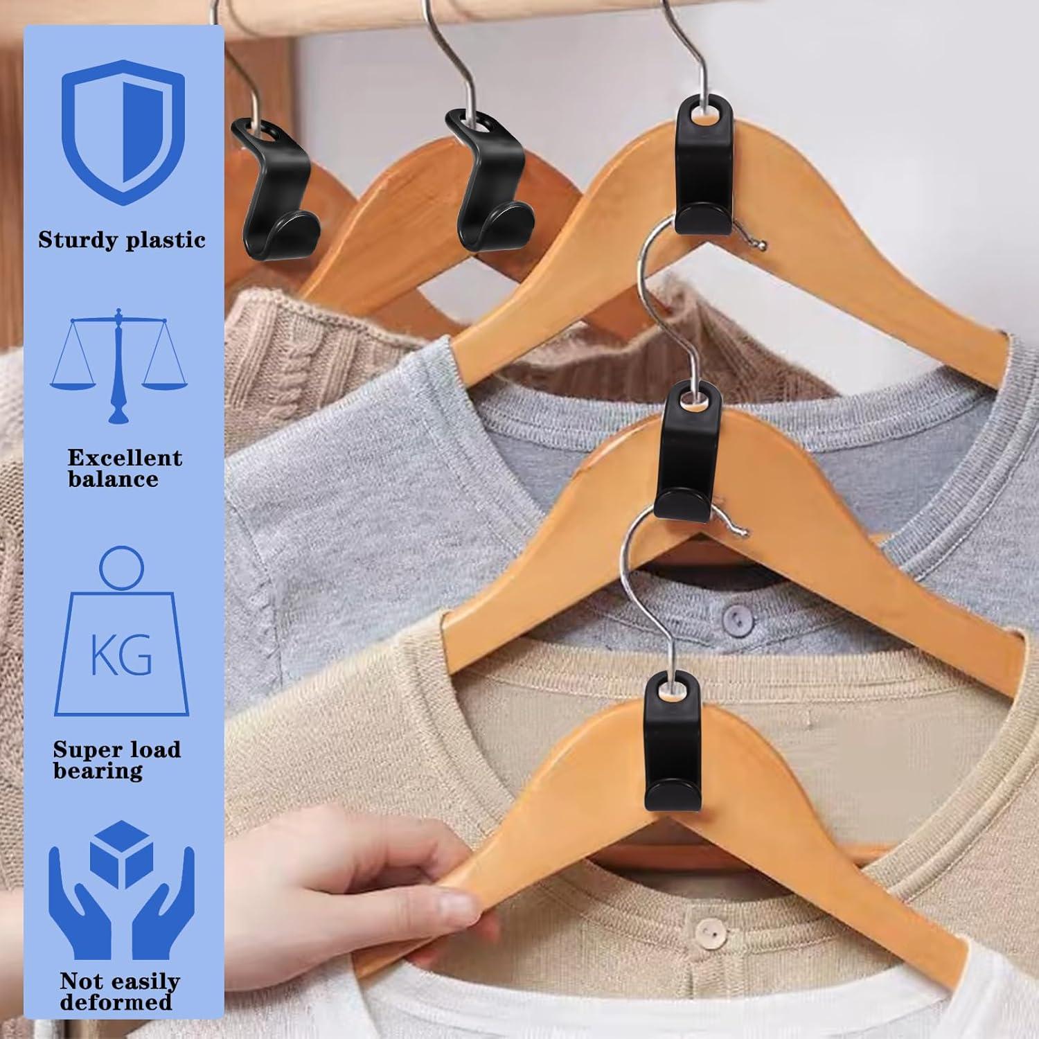 200 Ganchos Conectores de Perchas Dyrfolm - Ahorra Espacio Negro