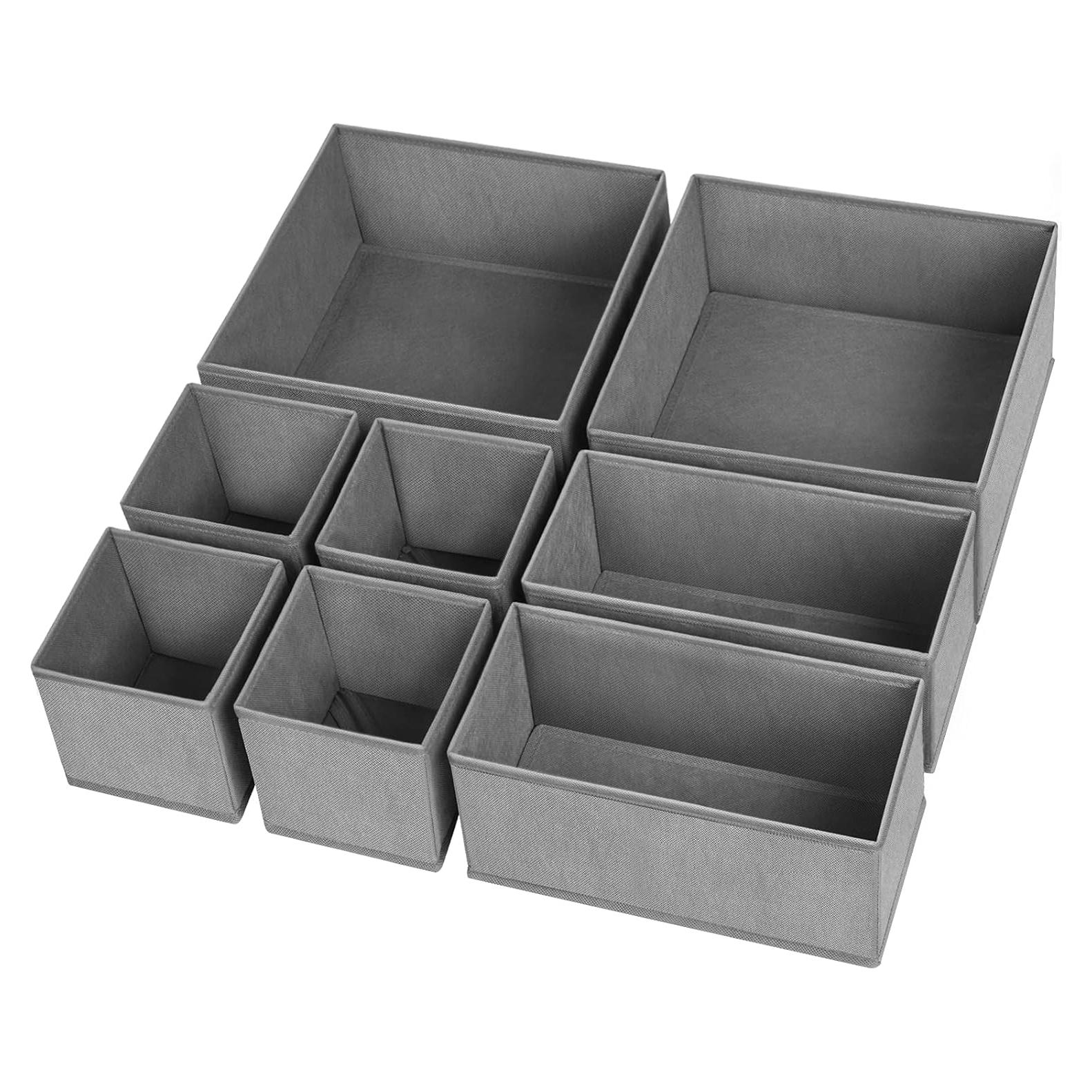 Organizador de Cajones Criusia 8 Piezas Tela Gris Plegable