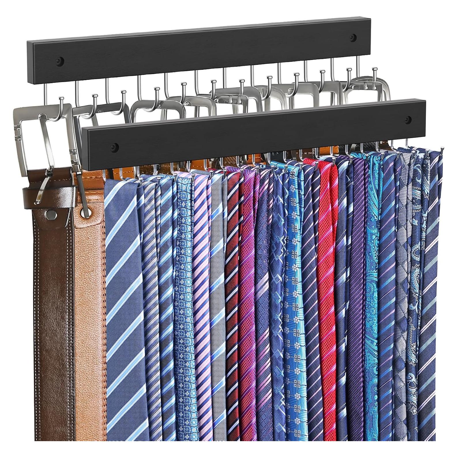 Soporte de Corbatas y Cinturones HAILMAJOR 2 Paquete Negro