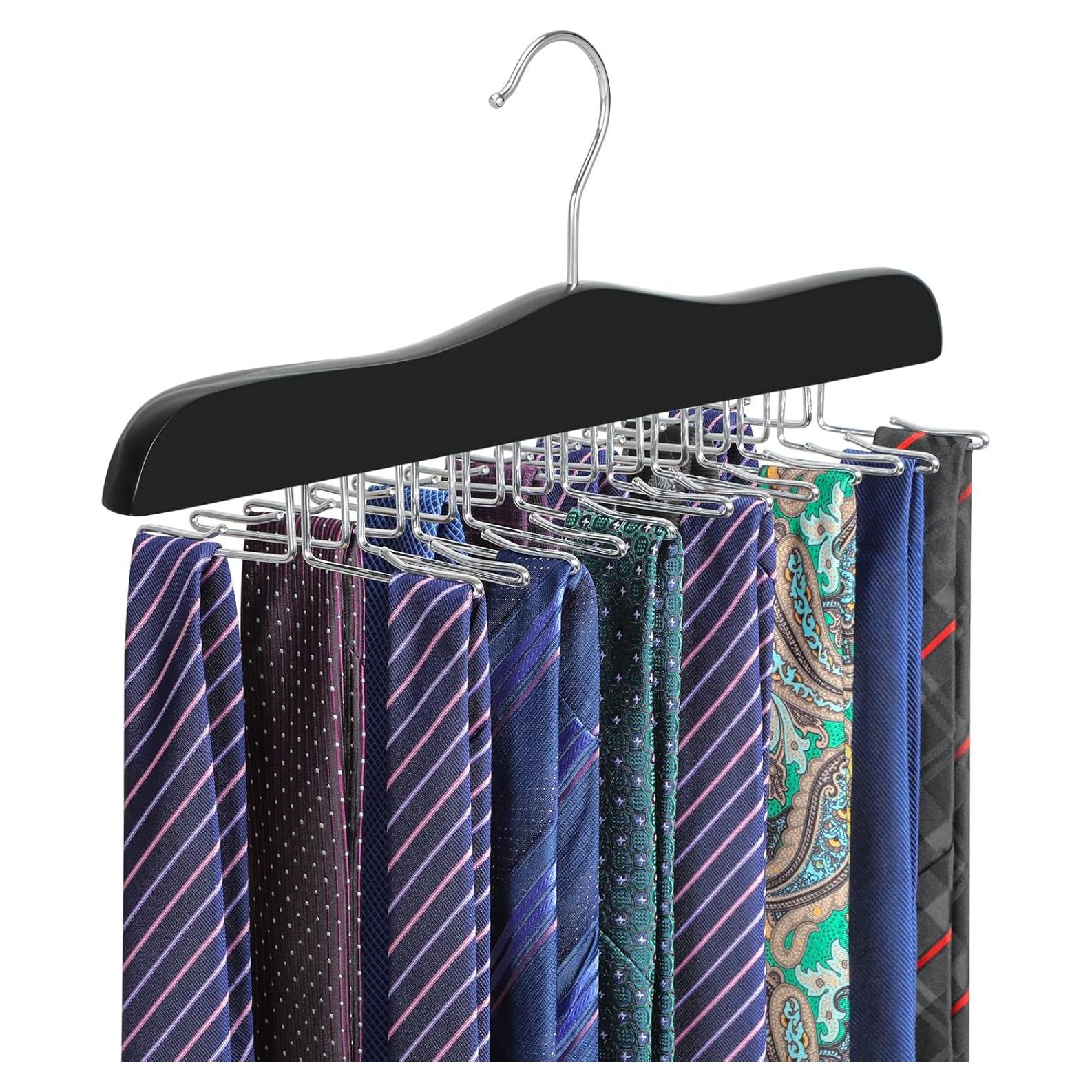 Perchero de Madera TOPIA HANGER para Corbatas y Ropa - Negro