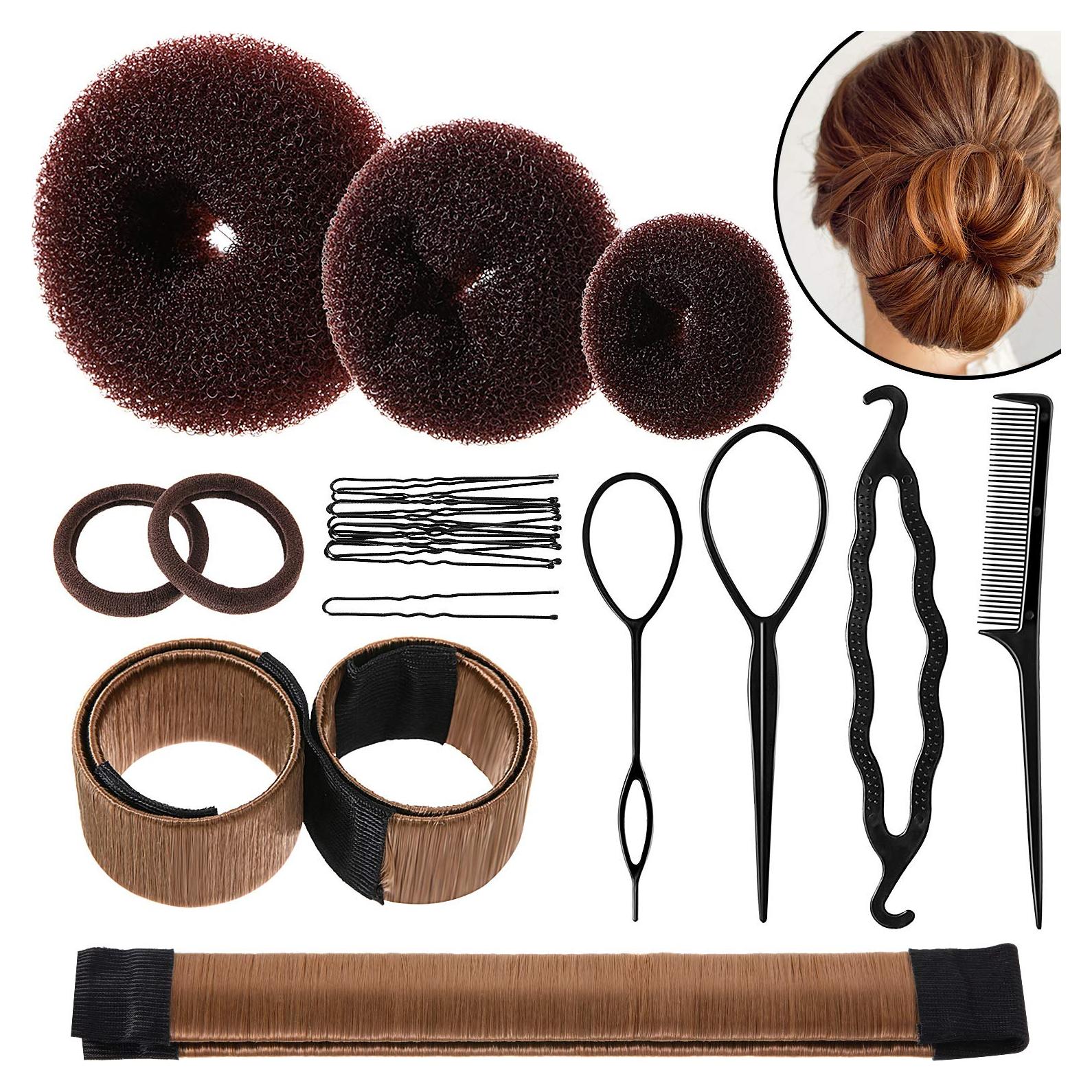 Juego de Estilizado de Cabello WILLBOND - 3 Donuts, 2 Formadores, 4 Herramientas