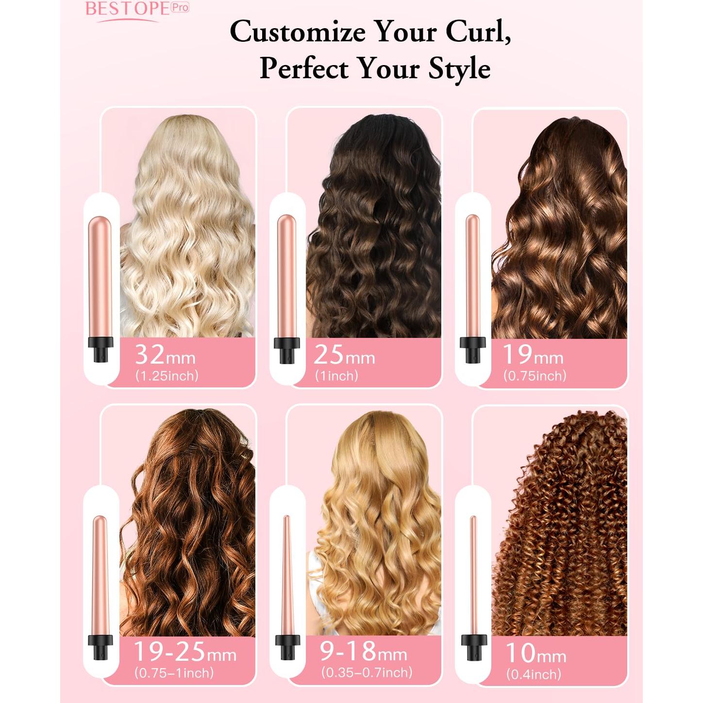 Juego de Varitas de Rizado Intercambiables BESTOPE PRO 6 en 1