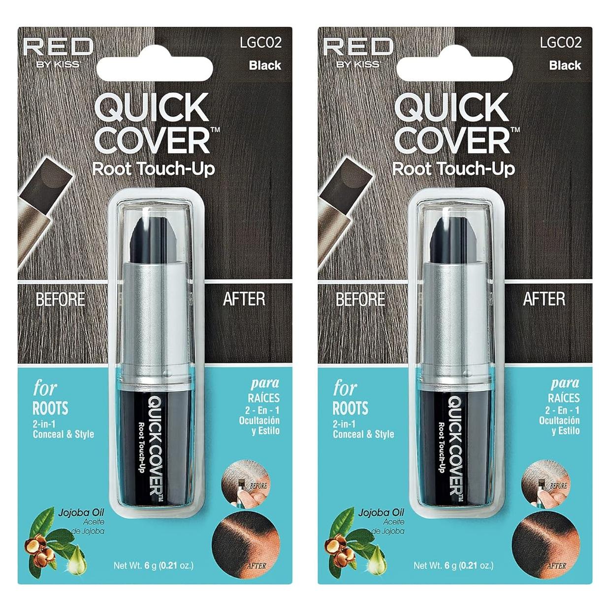 Stick Tapa Raíces Temporal RED by Kiss 2PCS Negro Resistente