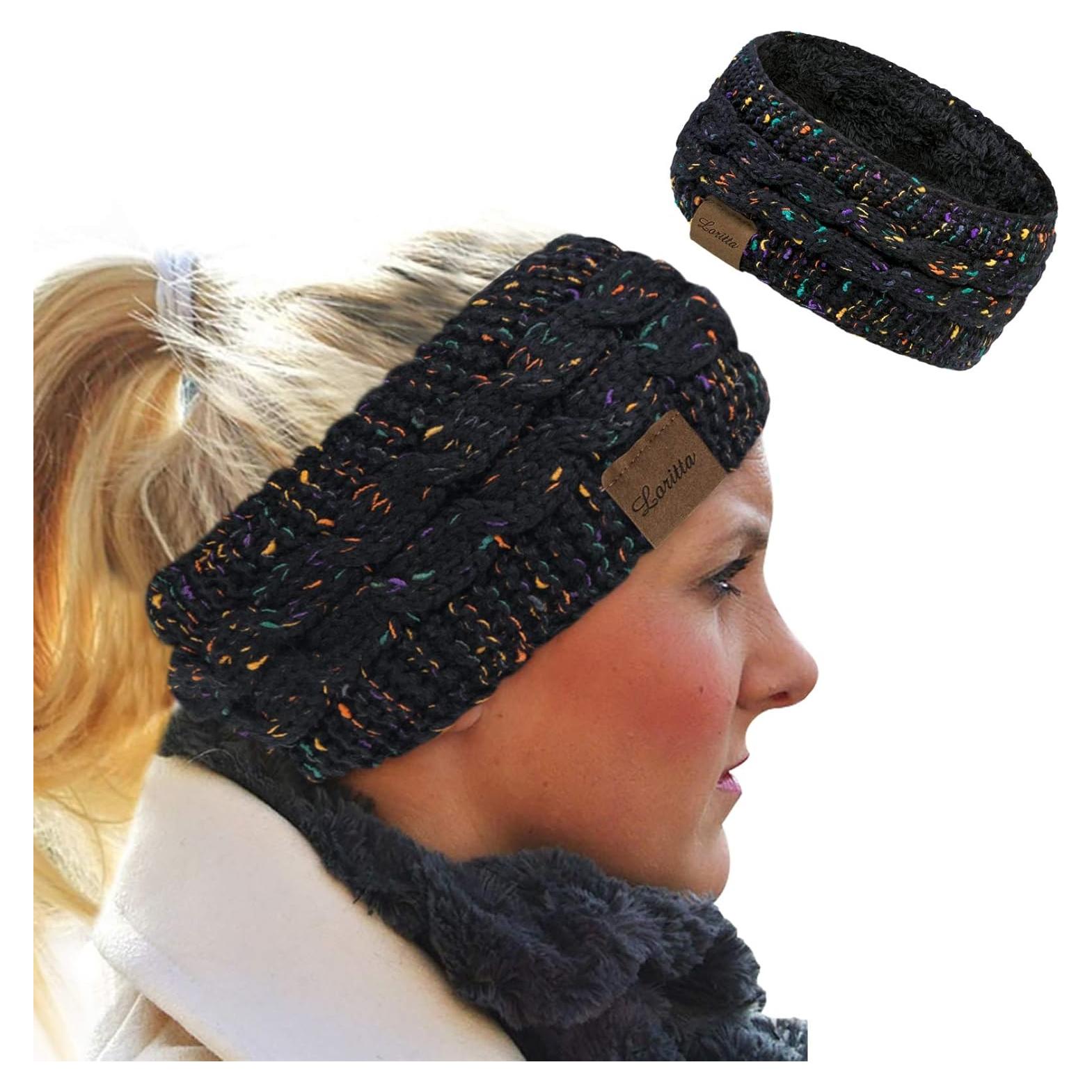 Diadema Térmica Loritta para Mujeres, Forro Polar, Negro