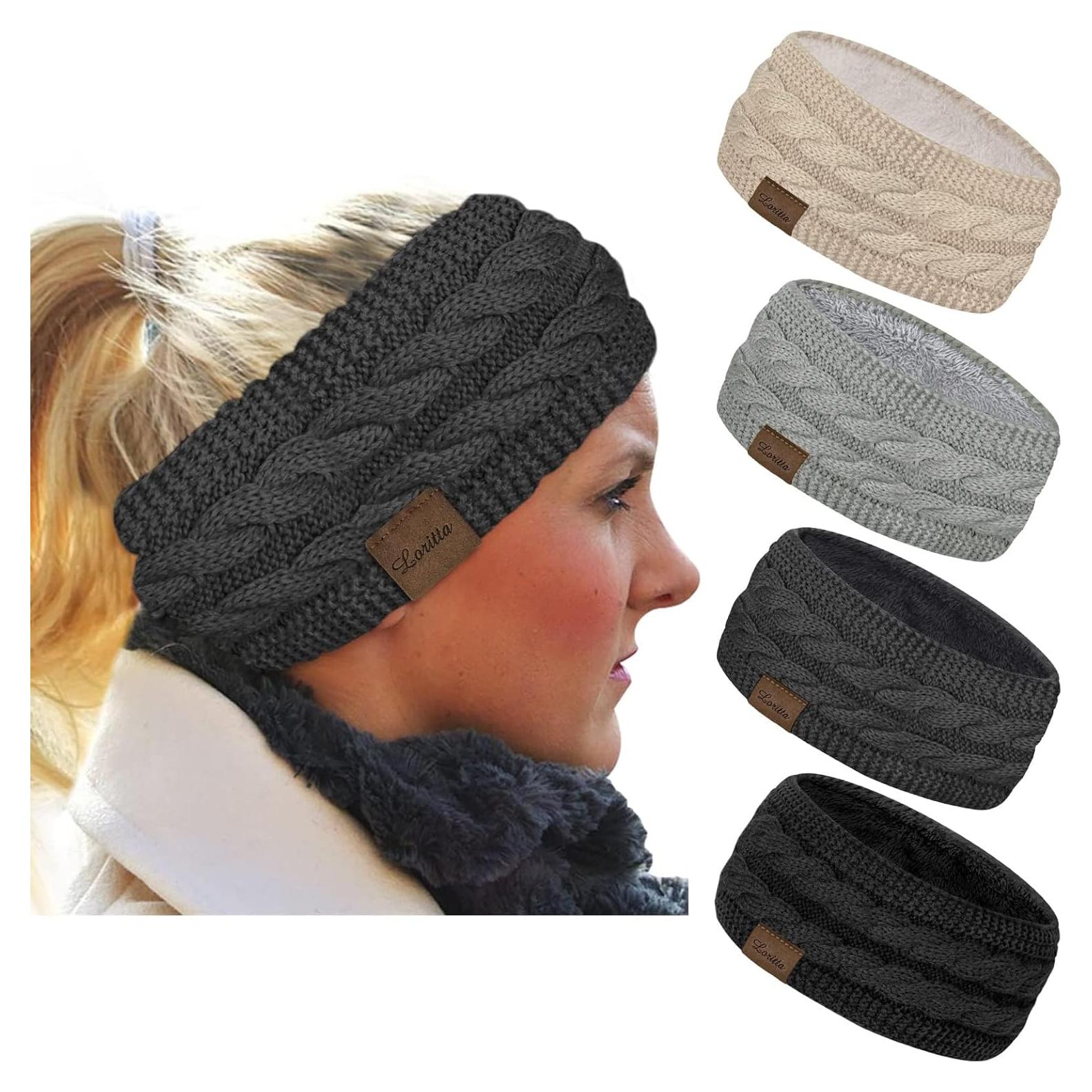 Diademas de Invierno Loritta 4 Pack Fleece Suave para Mujeres