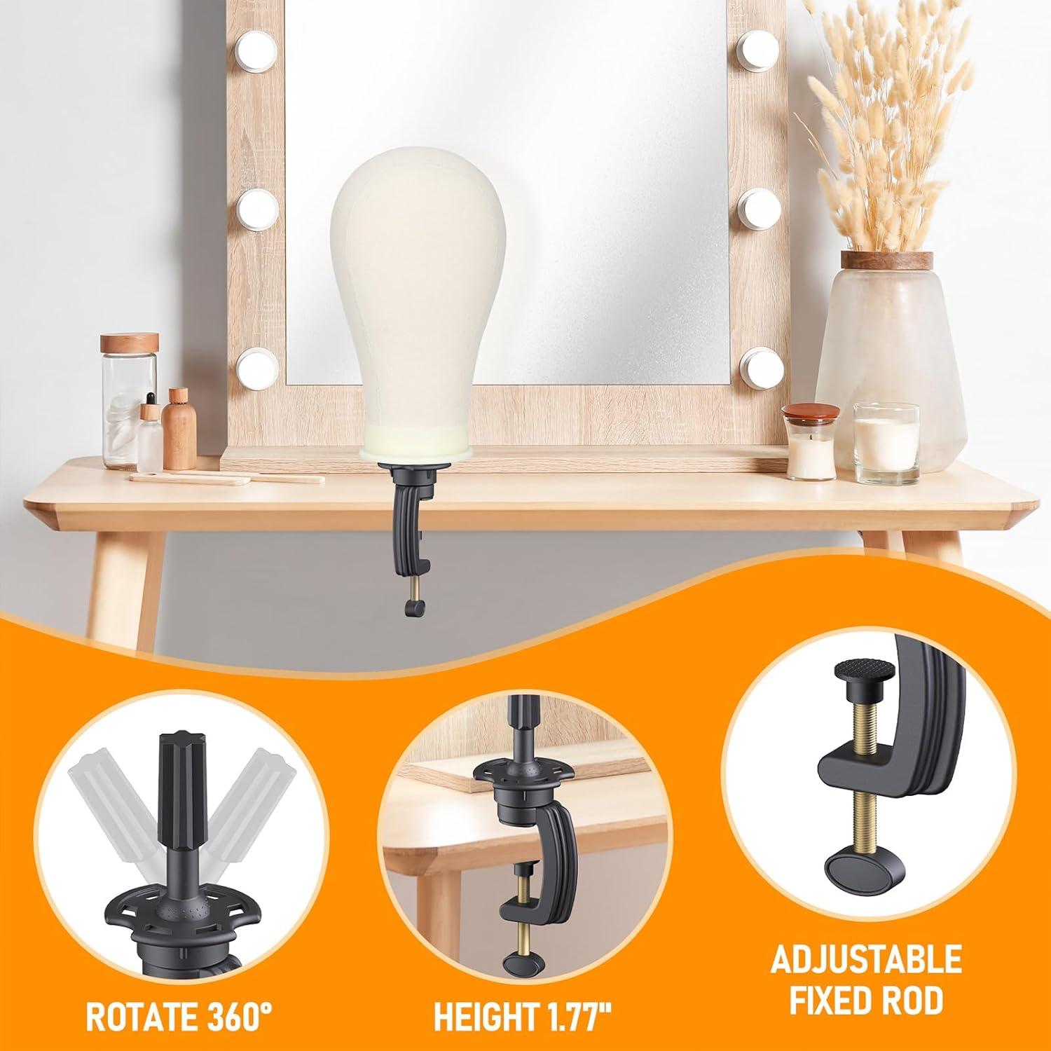 Soporte para Peluca Ajustable Hemndic con Cabeza de Lienzo