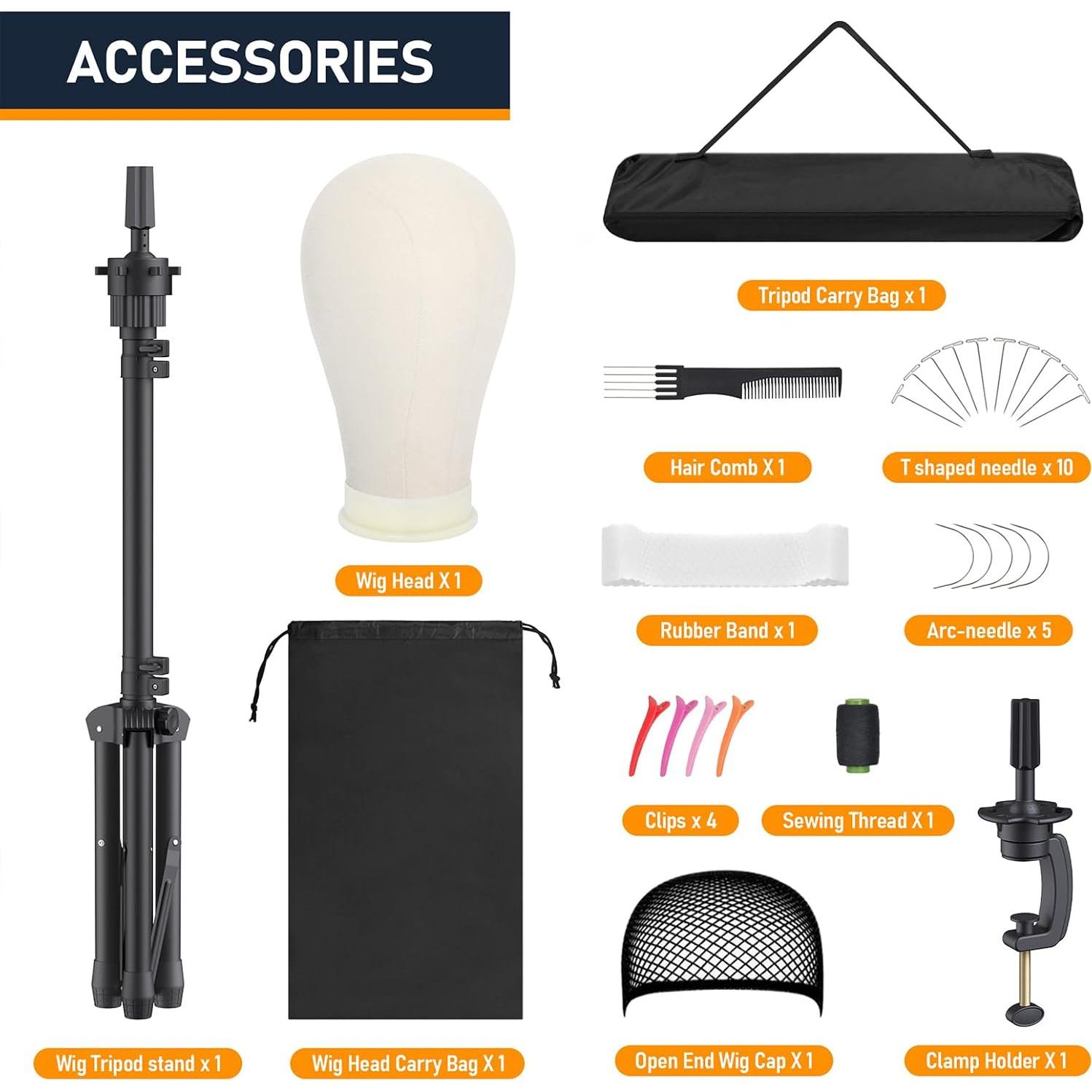 Soporte para Peluca Ajustable Hemndic con Cabeza de Lienzo