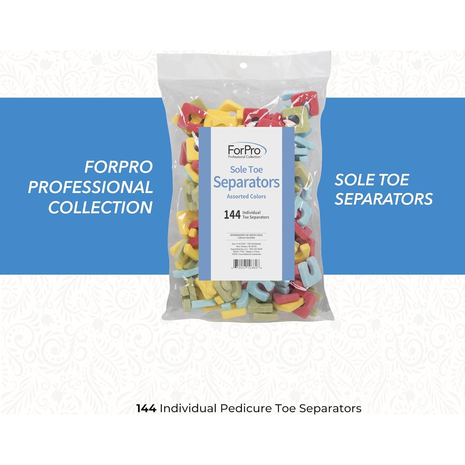 Separadores de Dedos ForPro Sole, 144 Unidades, Colores Variados