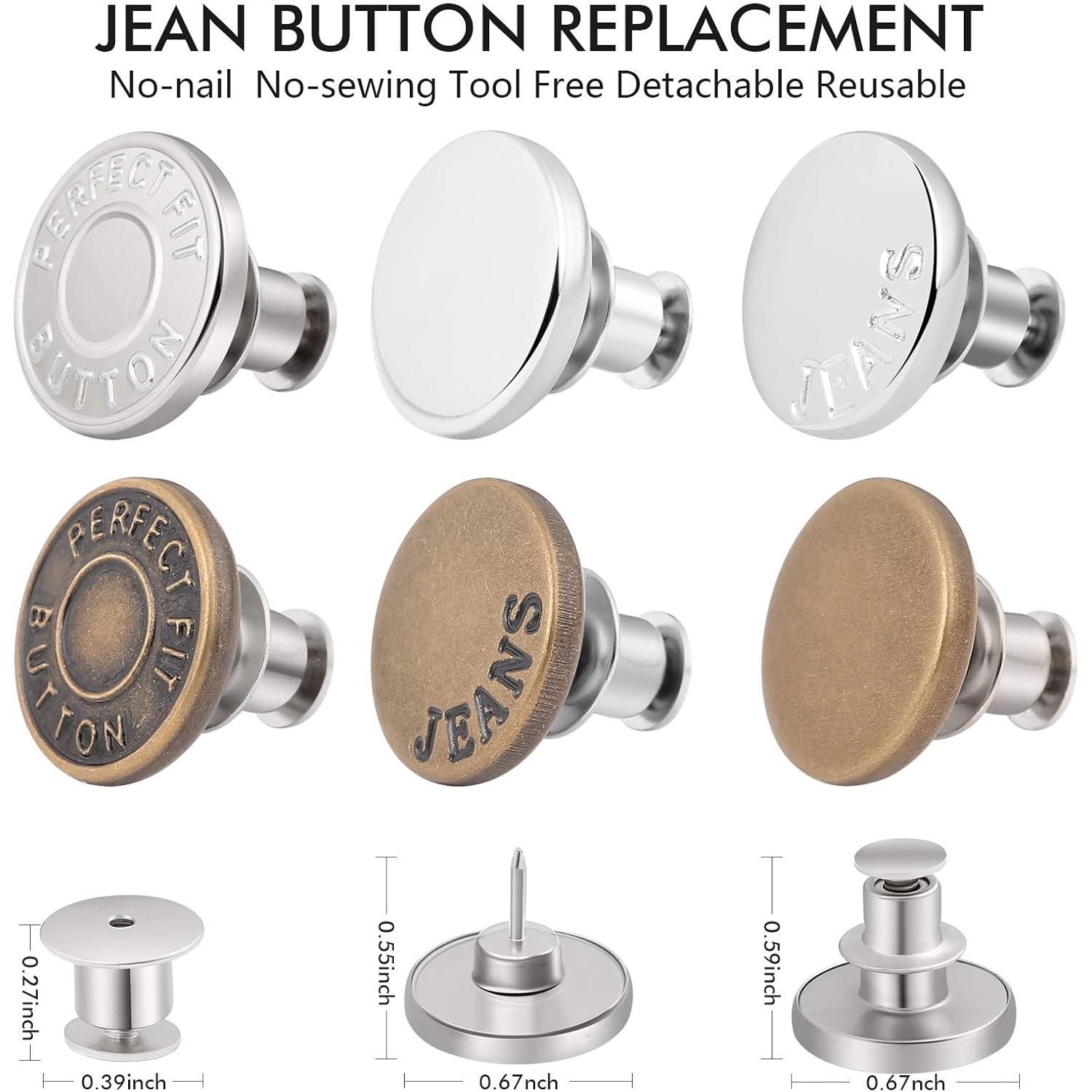 12 Botones de Reemplazo para Jeans Ceryvop Ajustables de Metal