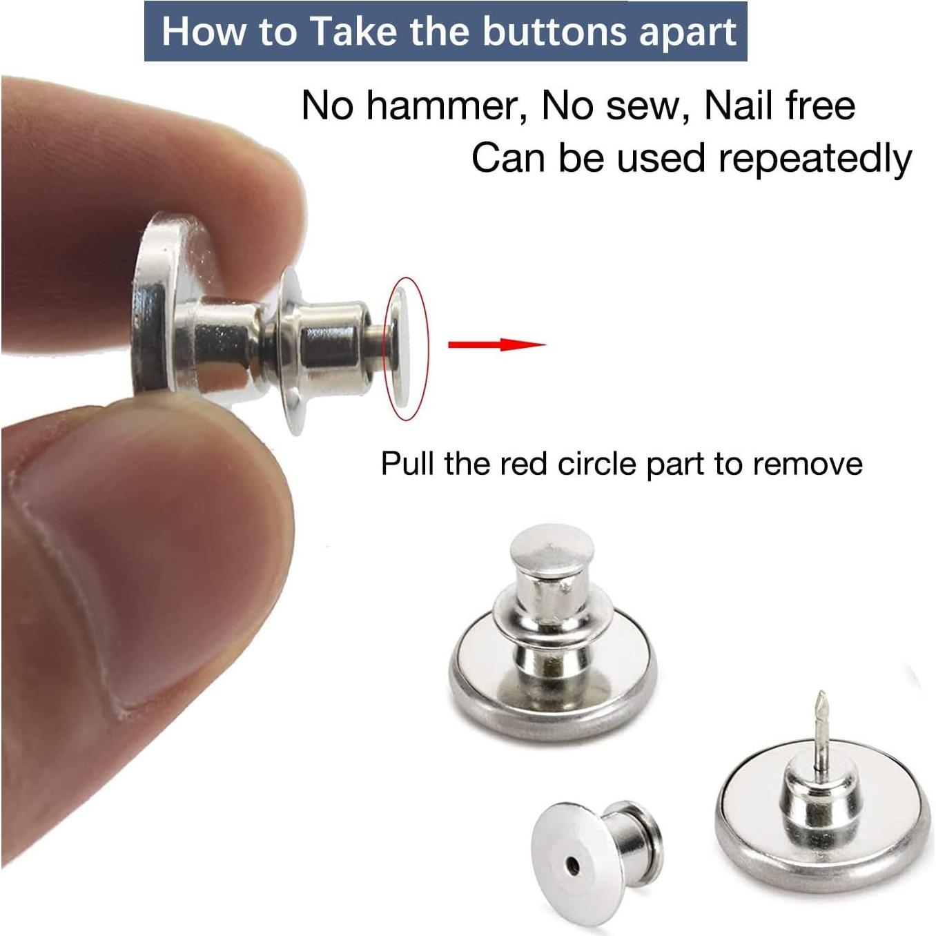 8 Botones de Pantalón Metálicos Ajustables Zenglu 17 mm