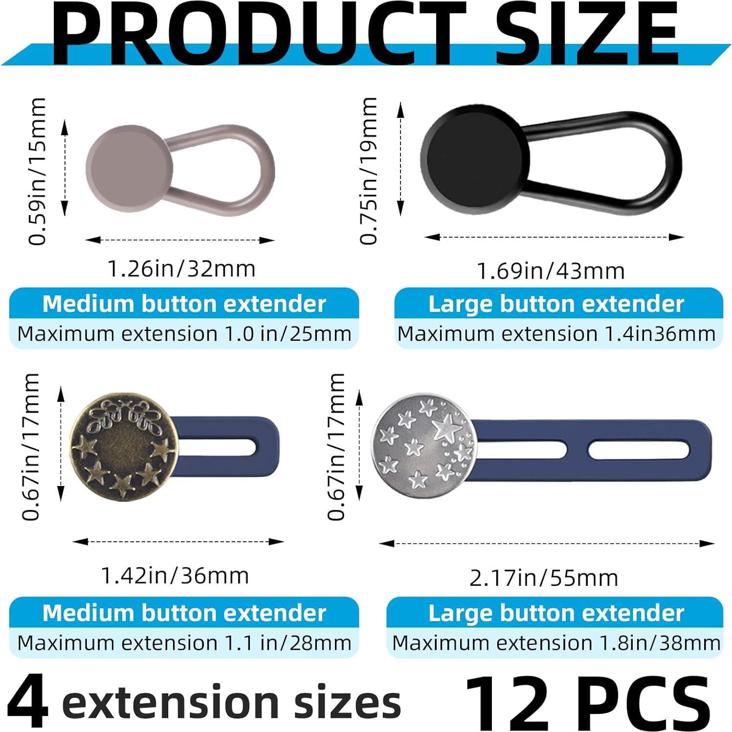 12 Extensores de Botones para Jeans TKYZMS - Ajustables