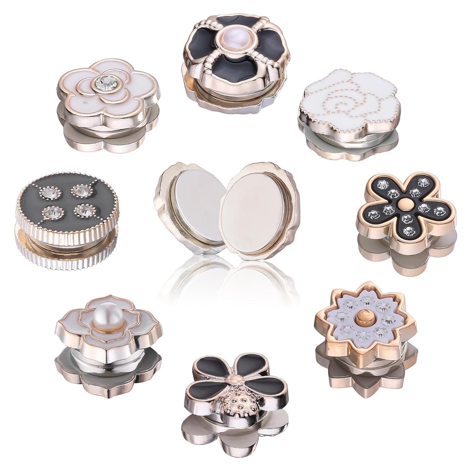 8 Pares Pines Magnéticos para Hijab Ballsy - Rhinestones/Perlas