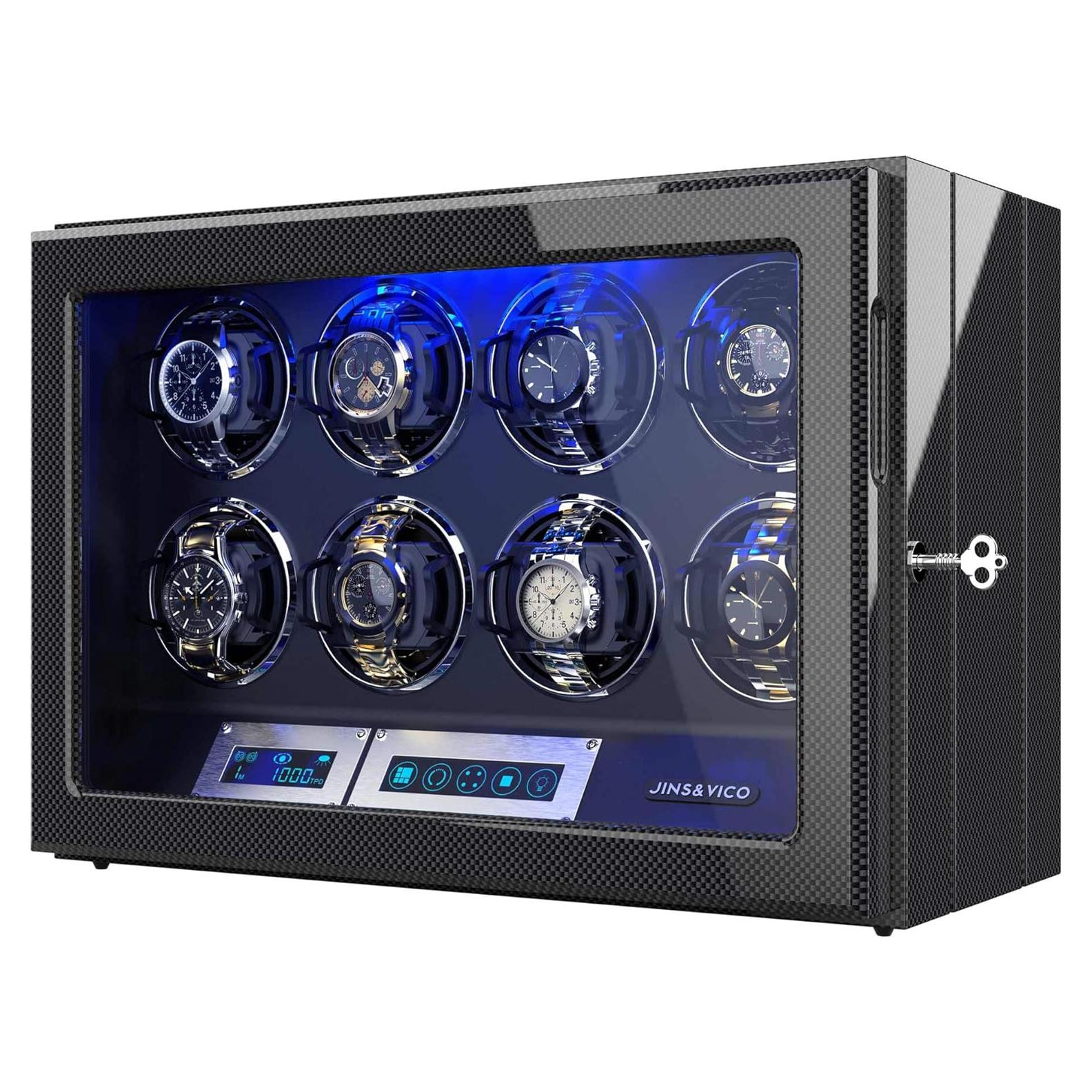 Enrollador de Reloj JINS&VICO 8 Espacios Fibra de Carbono