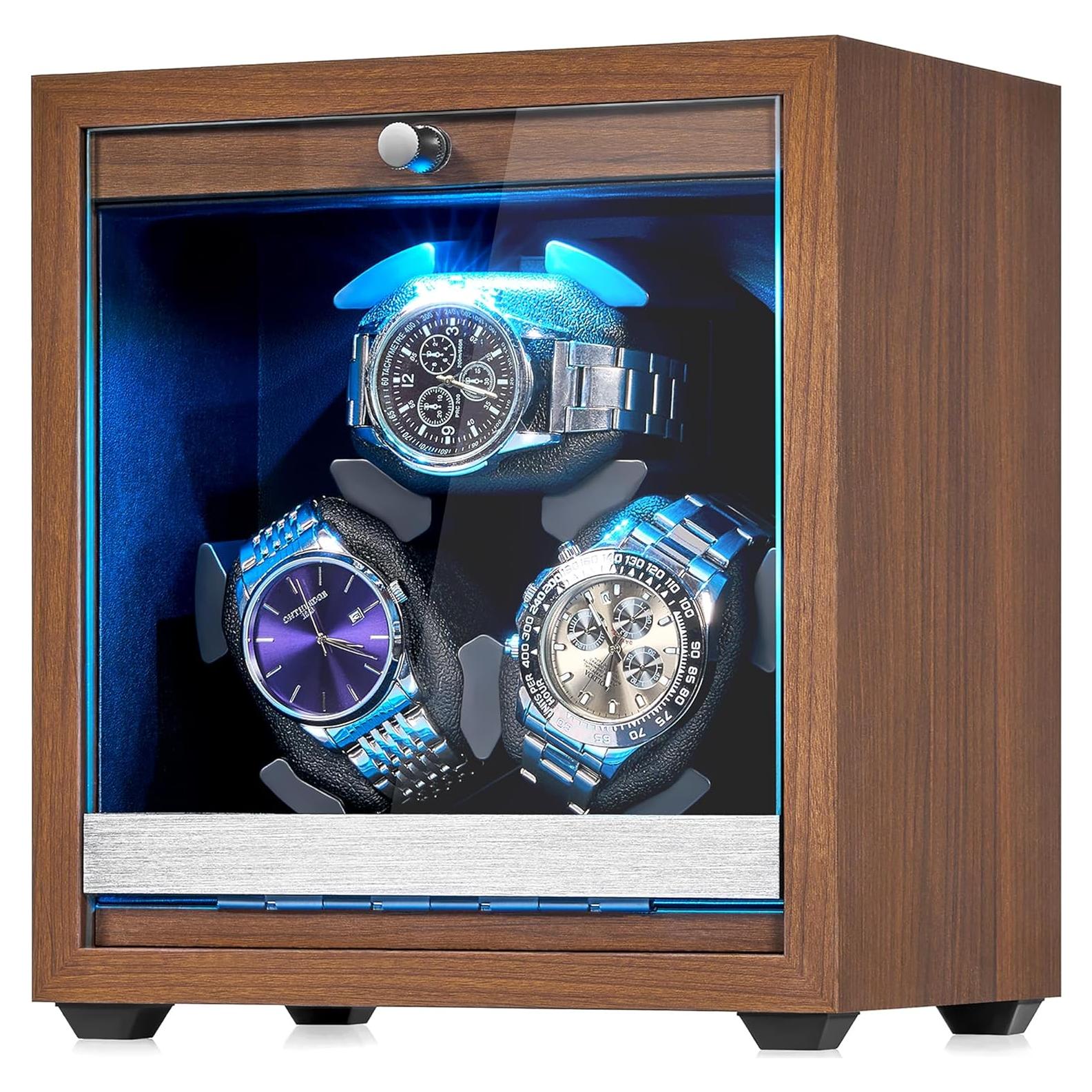 Caja de Reloj Automático ANWBROAD para 3 Relojes con LED