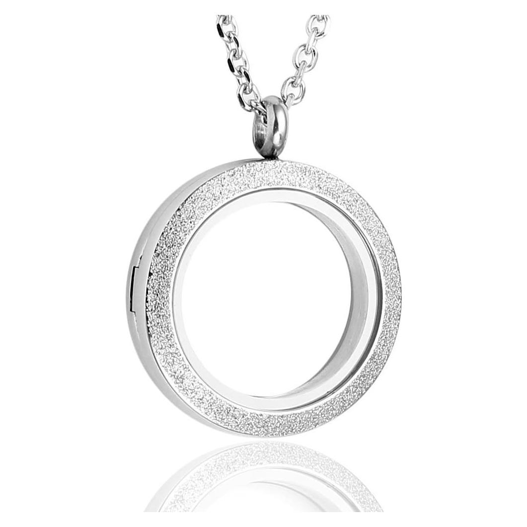 Collar de Locket Flotante de Vidrio 25mm Jovivi - Acero Inoxidable