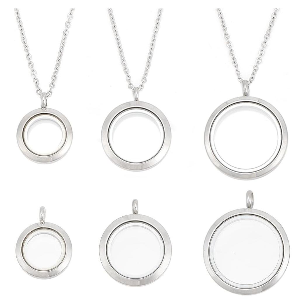 Collar de Charms con Locket Redondo Acero Inoxidable 450mm