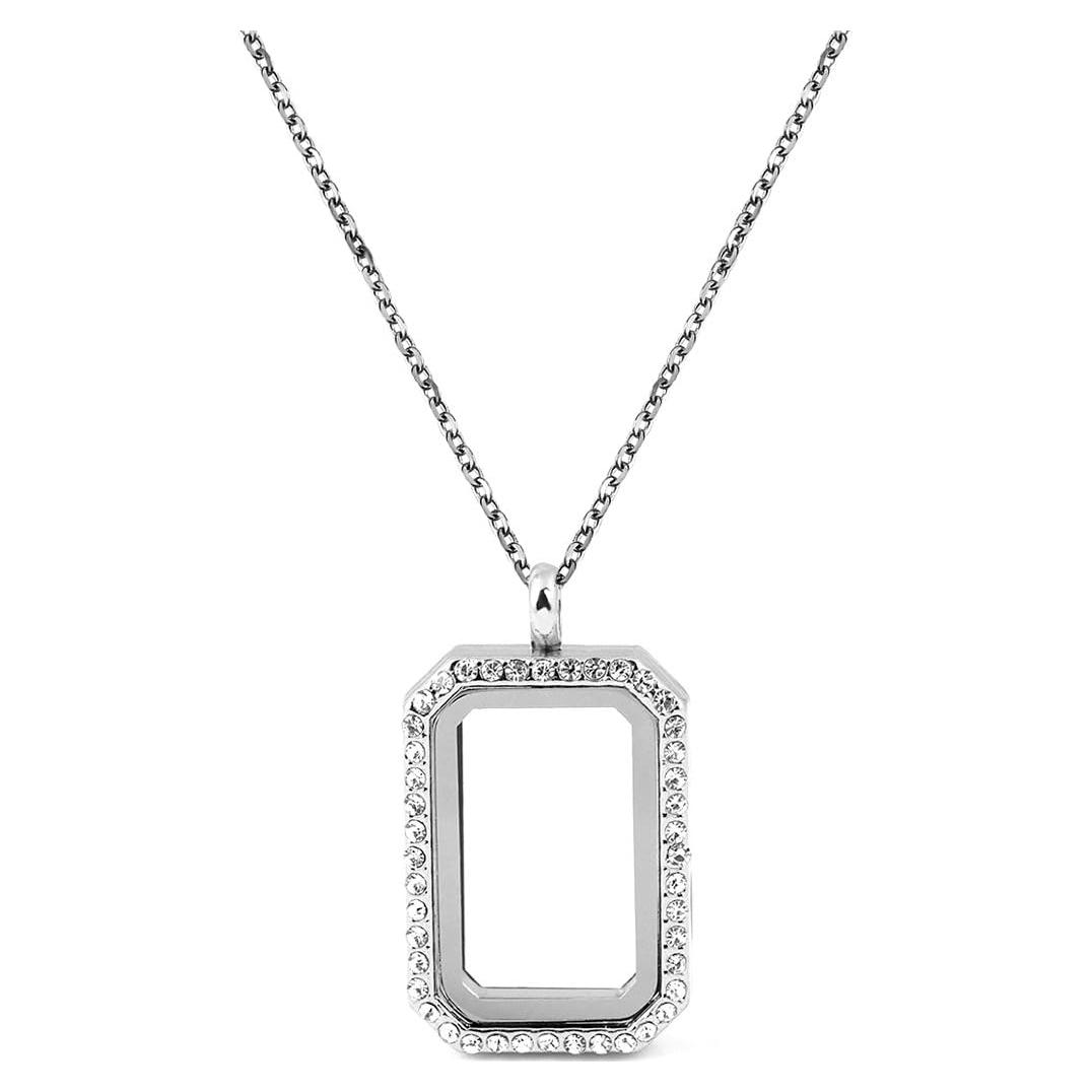 Collar Locket Rectangular DIY Paialco Plateado 33x23mm