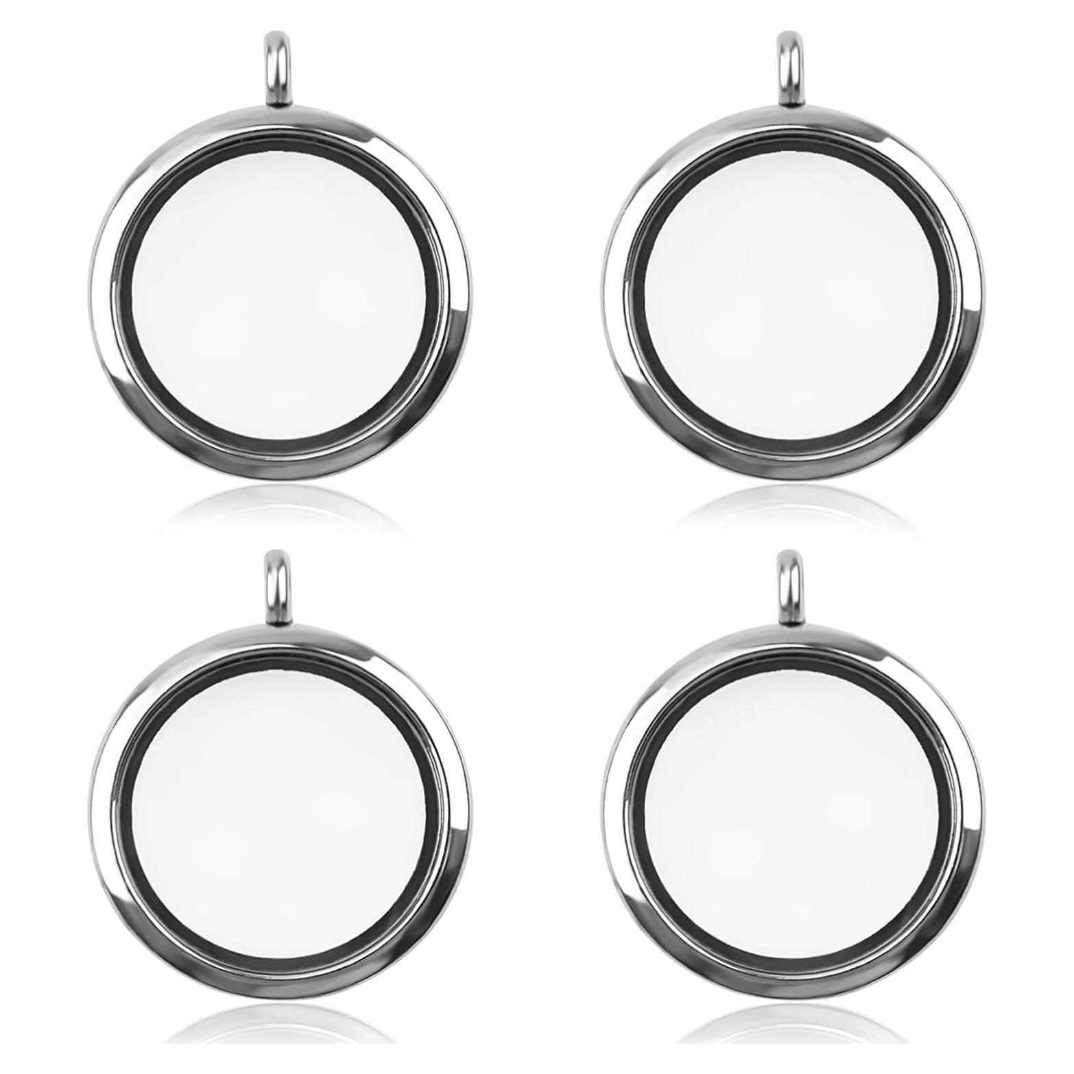 Encantos de Locket de Memoria WANDIC - 4 Piezas Plata