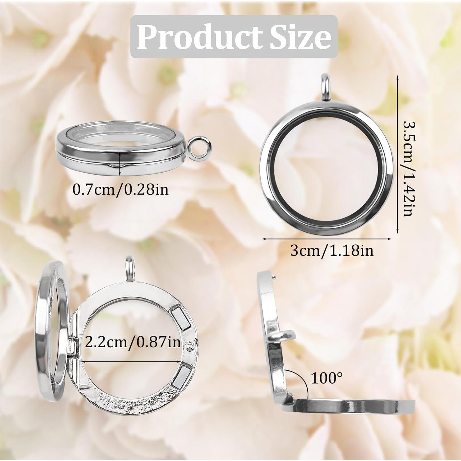 Encantos de Locket de Memoria WANDIC - 4 Piezas Plata