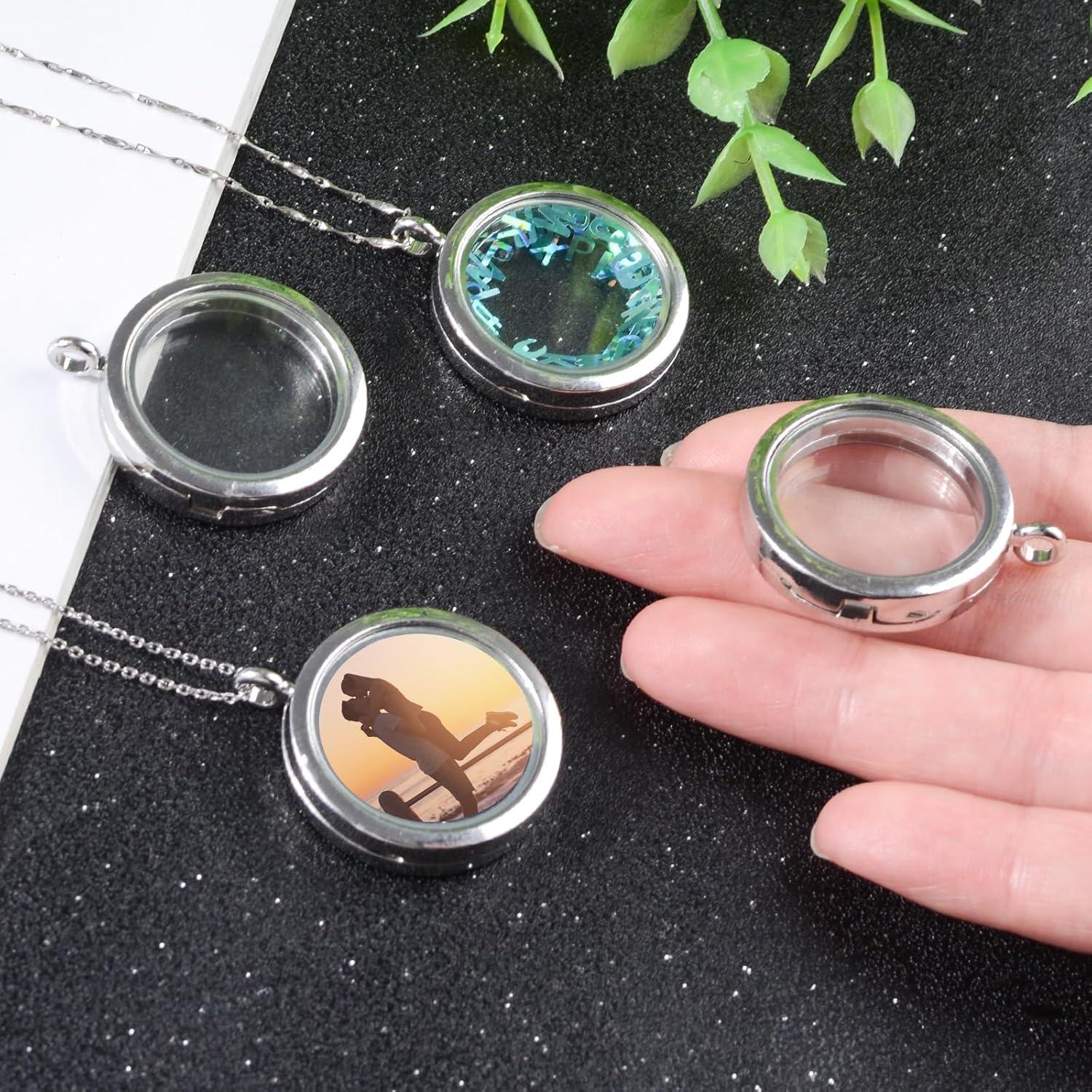 Encantos de Locket de Memoria WANDIC - 4 Piezas Plata