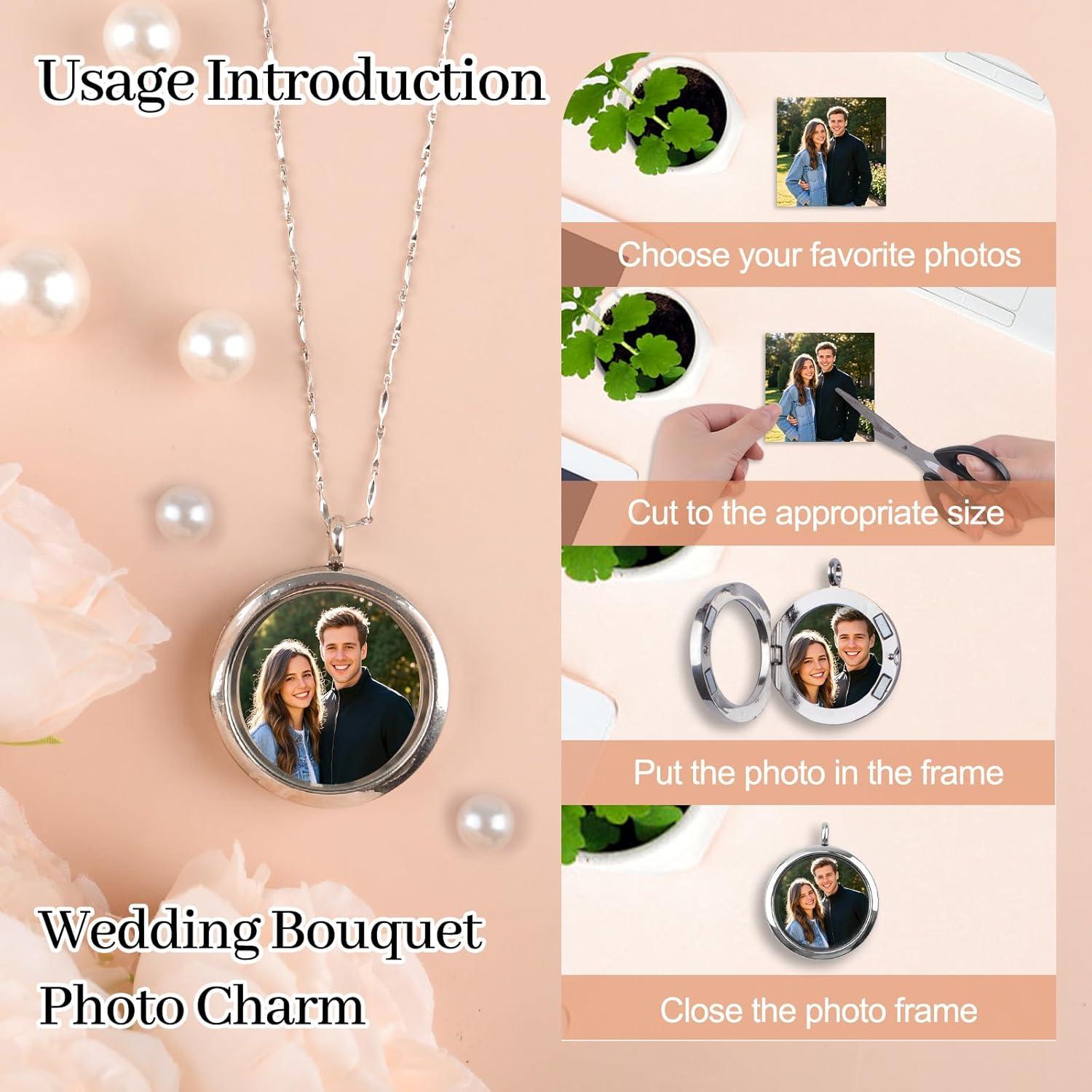 Encantos de Locket de Memoria WANDIC - 4 Piezas Plata