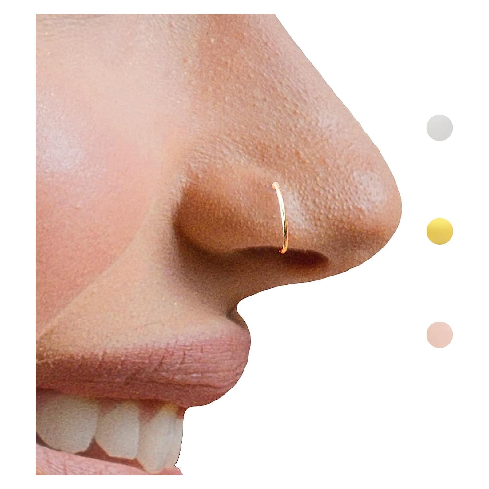 Aro de Nariz de Oro 14k 7mm 22G para Mujeres - Joyería Minimalista