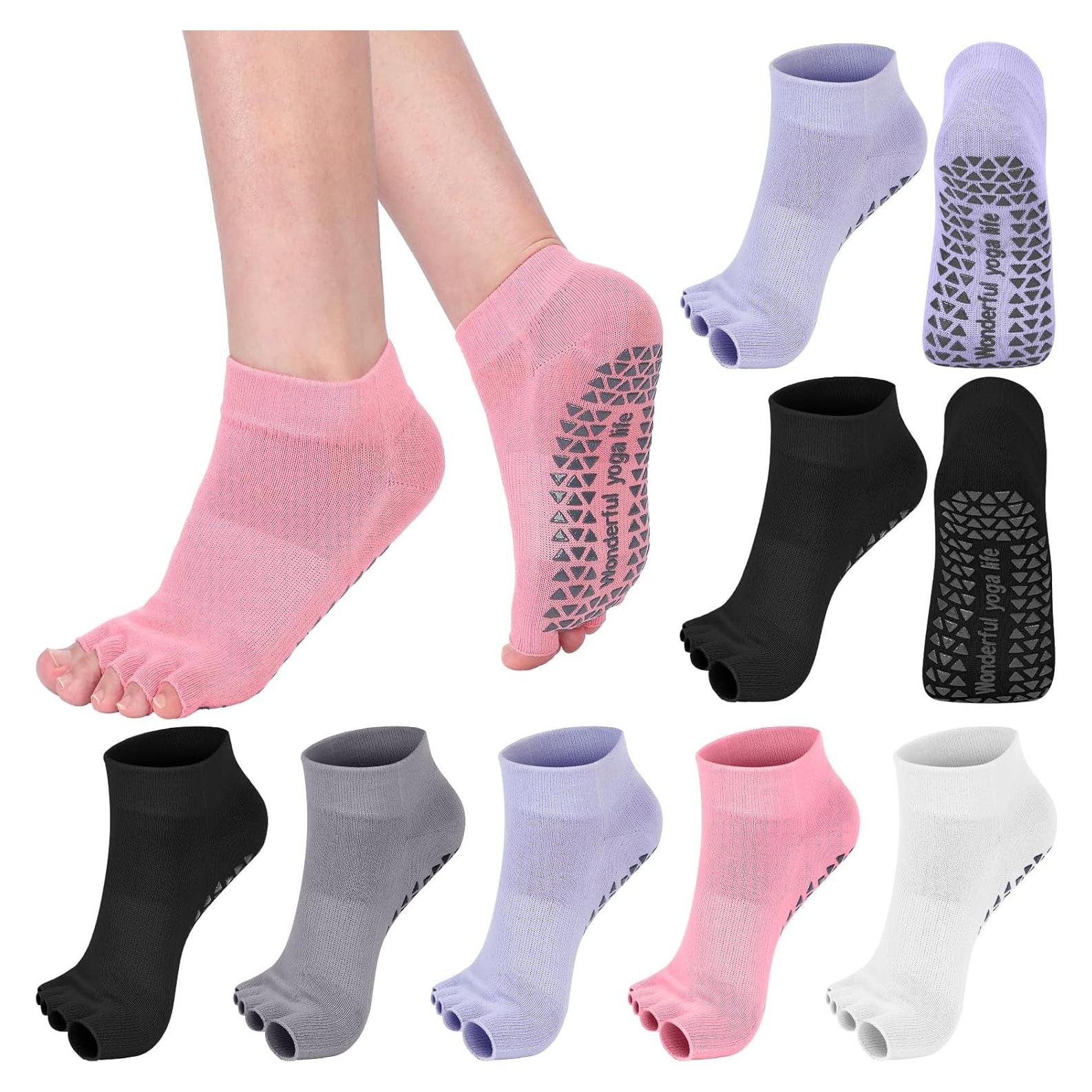 Calcetines de Yoga Sin Dedos Jeyiour 5 Pares Antideslizantes