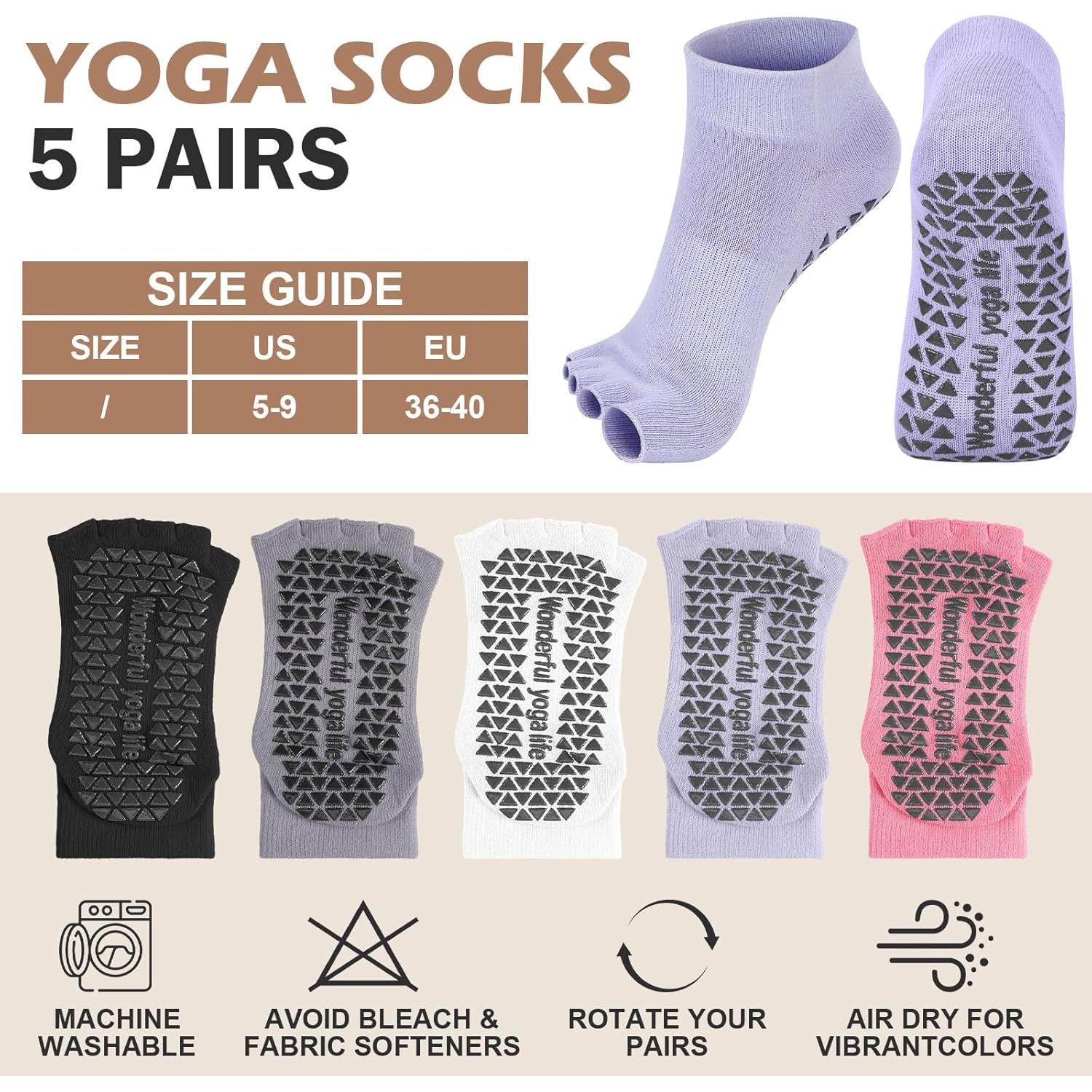 Calcetines de Yoga Sin Dedos Jeyiour 5 Pares Antideslizantes