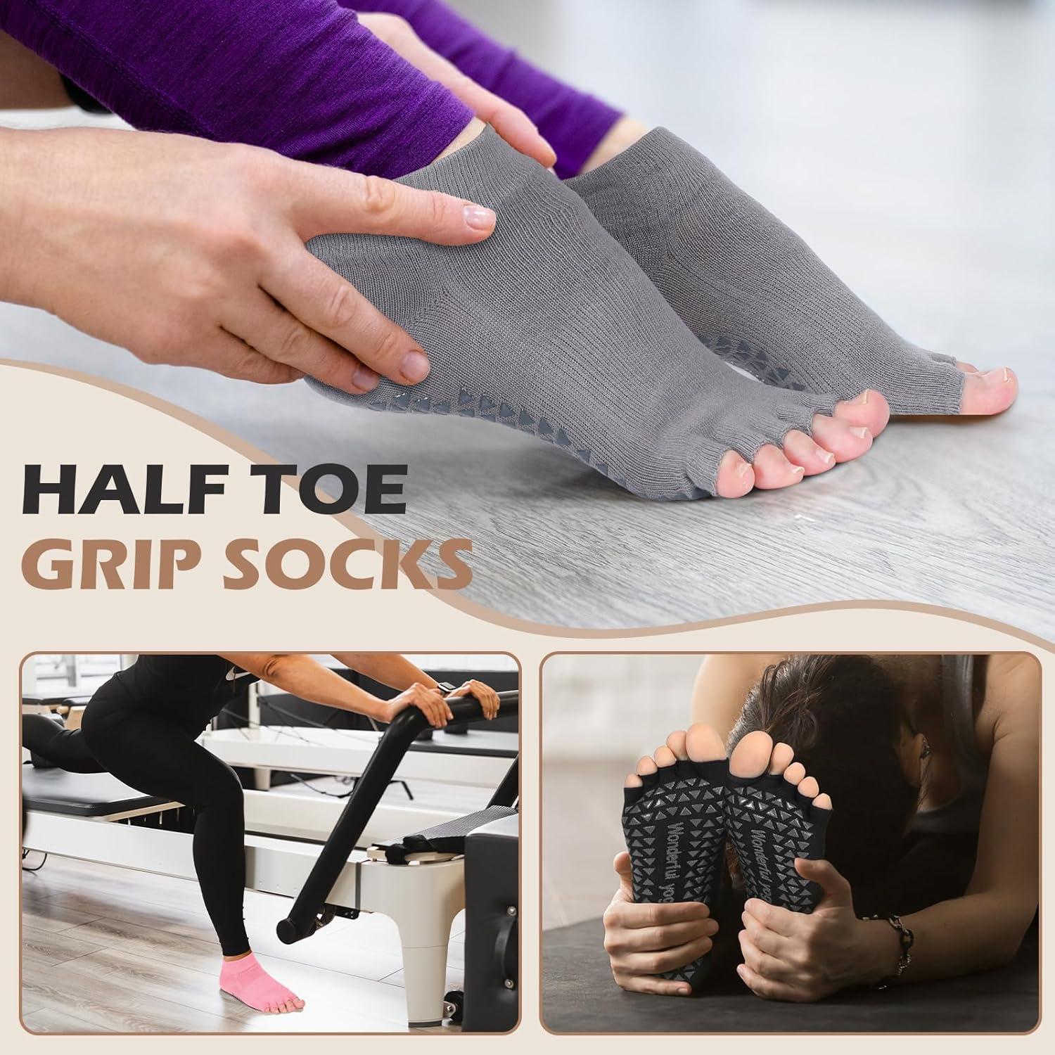 Calcetines de Yoga Sin Dedos Jeyiour 5 Pares Antideslizantes