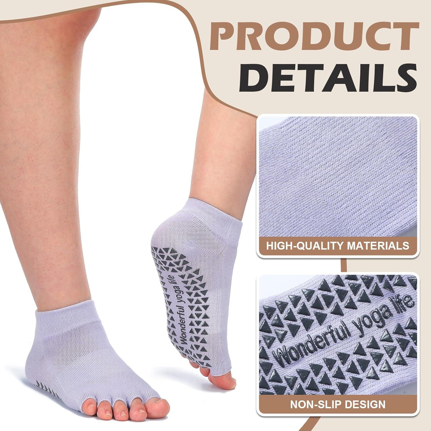 Calcetines de Yoga Sin Dedos Jeyiour 5 Pares Antideslizantes