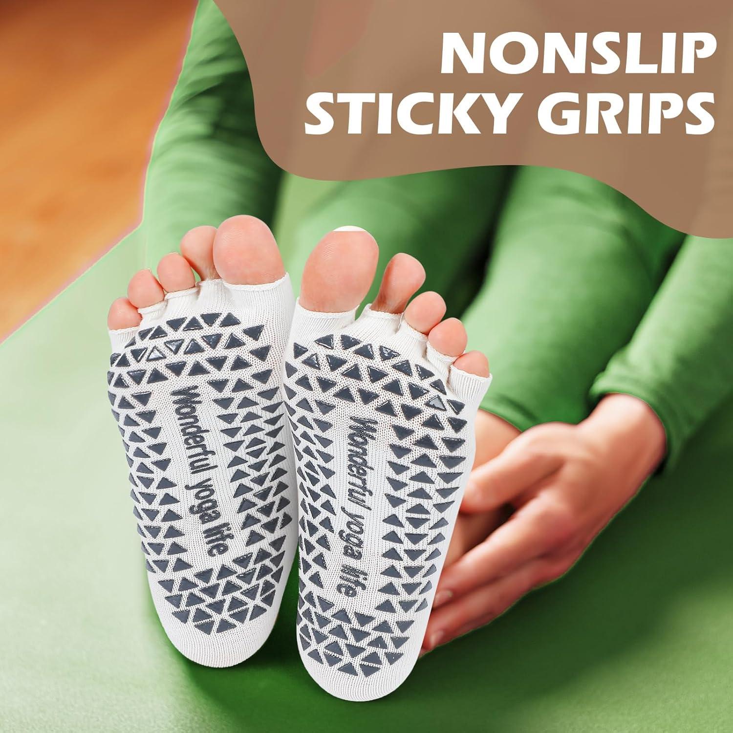 Calcetines de Yoga Sin Dedos Jeyiour 5 Pares Antideslizantes