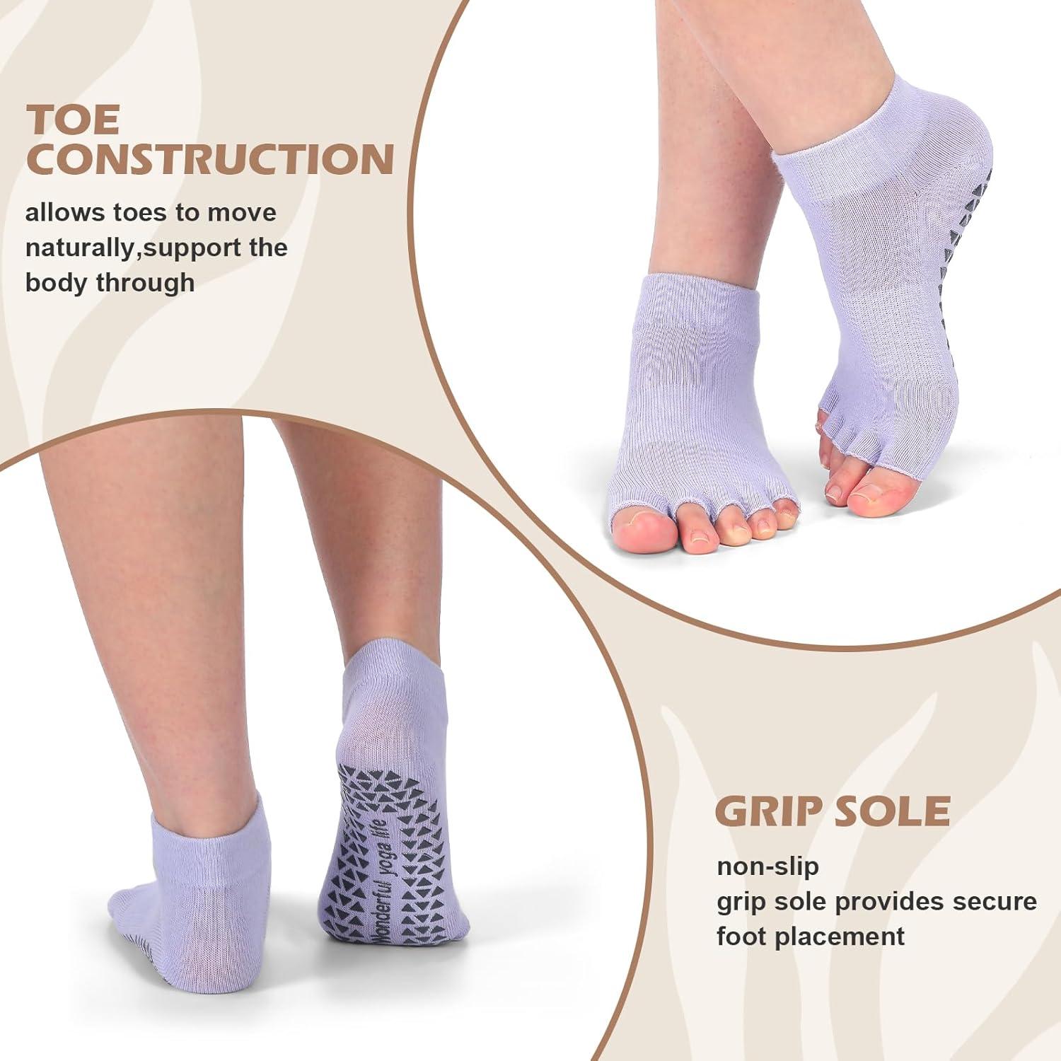 Calcetines de Yoga Sin Dedos Jeyiour 5 Pares Antideslizantes