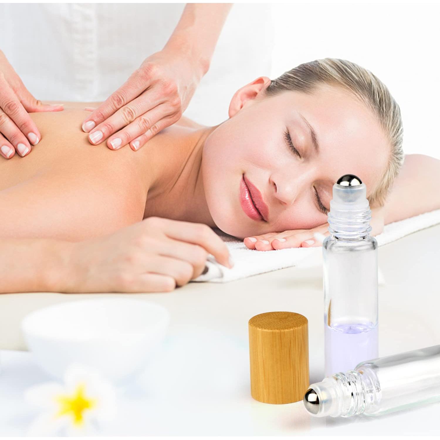 Botellas de vidrio 10ml con tapa de bambú - 12pcs