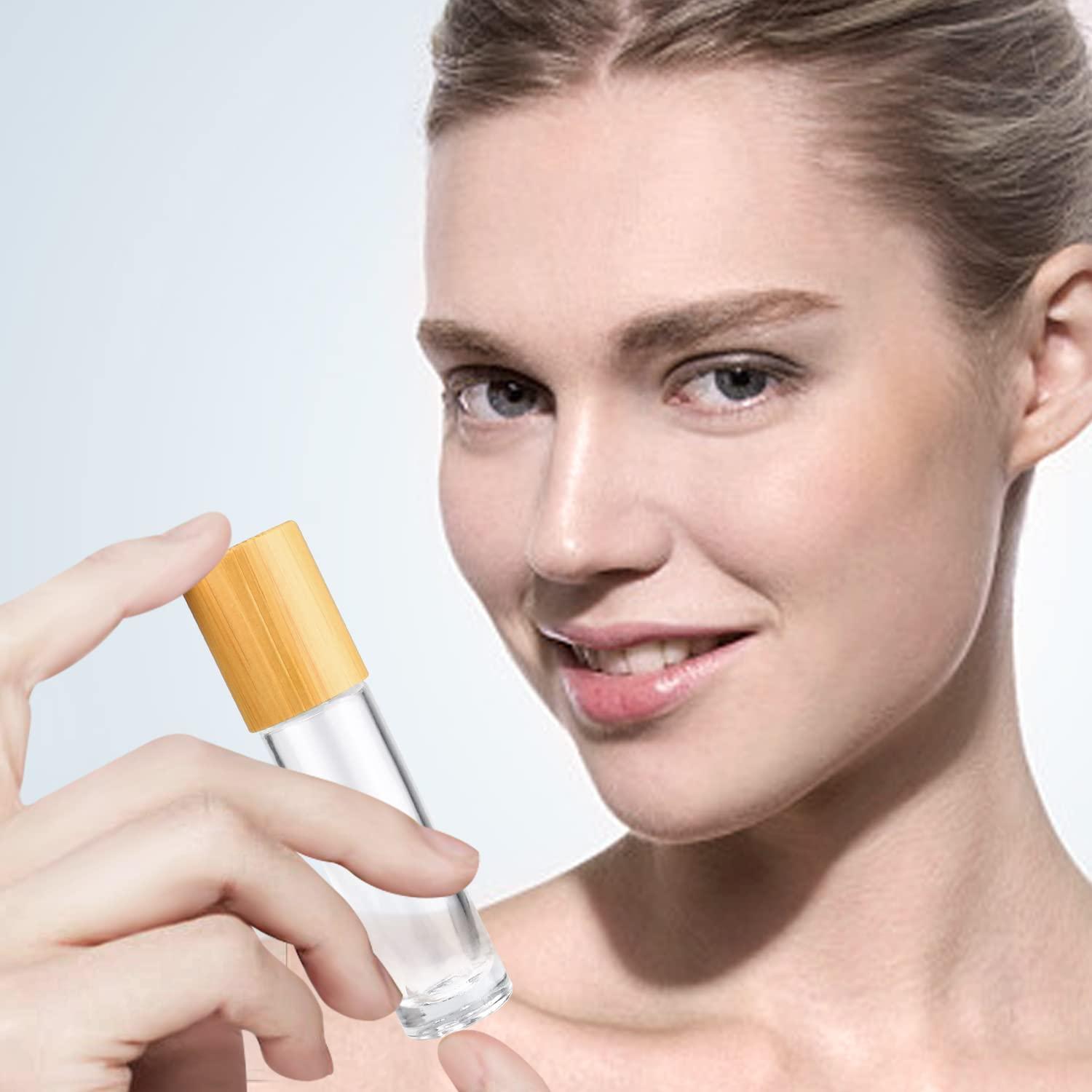 Botellas de vidrio 10ml con tapa de bambú - 12pcs