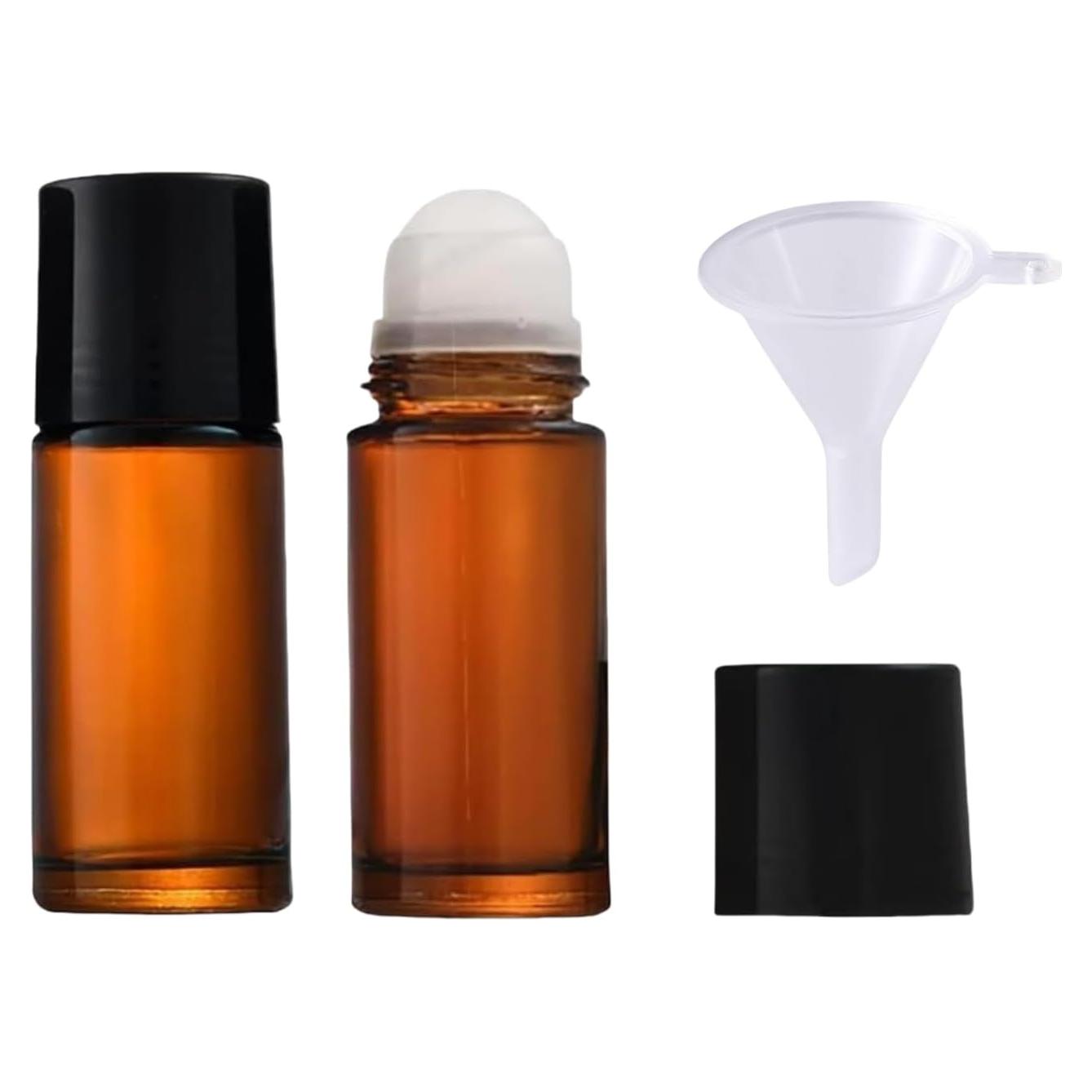 Set de 2 Botellas de Vidrio Marrón 50ML Qintreesify con Bola Rodante