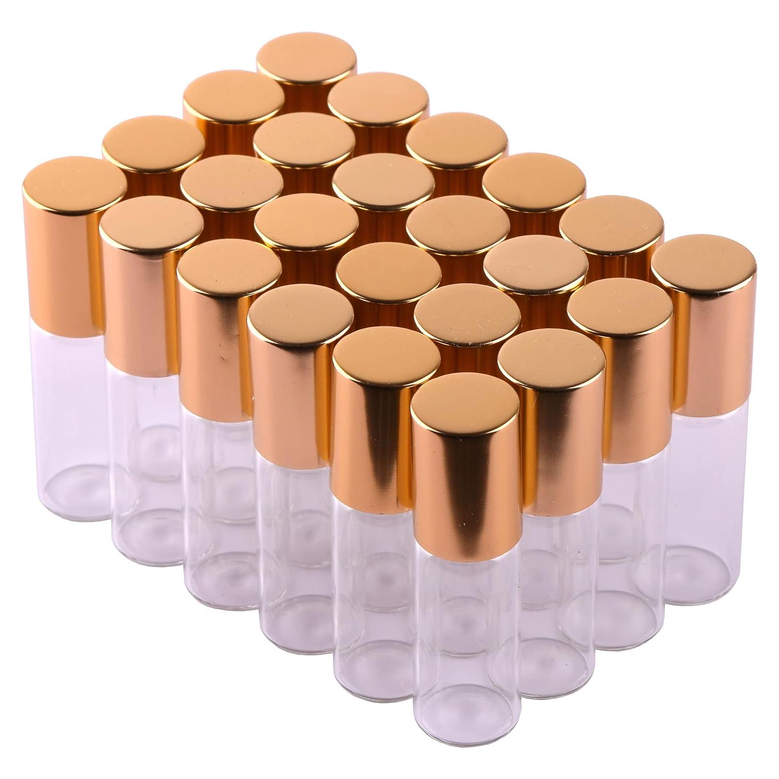 Botellas de Rodillo MaxMau 24pcs 5ml Vidrio Claro con Accesorios