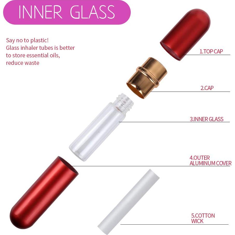 Inhalador Personal Reutilizable YGDZ 5pcs Aluminio y Vidrio